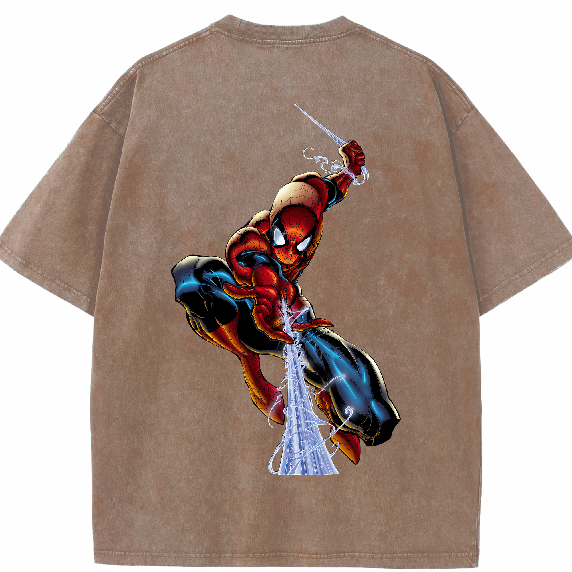 （画像用） Spider Man スパイダーマン 綿100% ヴィンテージ風 半袖Tシャツ（背面プリント）
