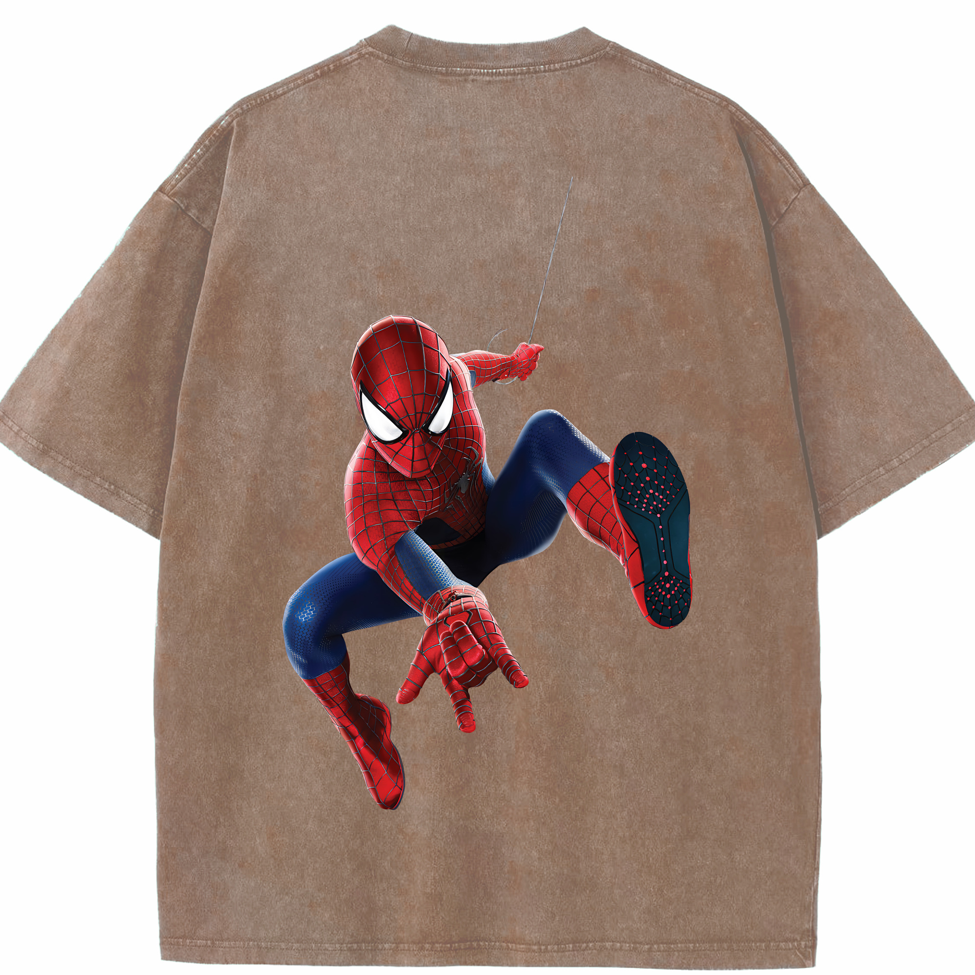 （画像用） Spider Man スパイダーマン 綿100% ヴィンテージ風 半袖Tシャツ（背面プリント）