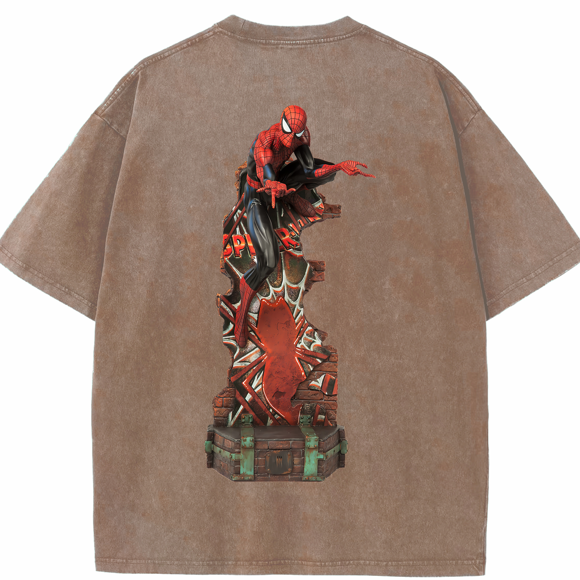 （画像用） Spider Man スパイダーマン 綿100% ヴィンテージ風 半袖Tシャツ（背面プリント）