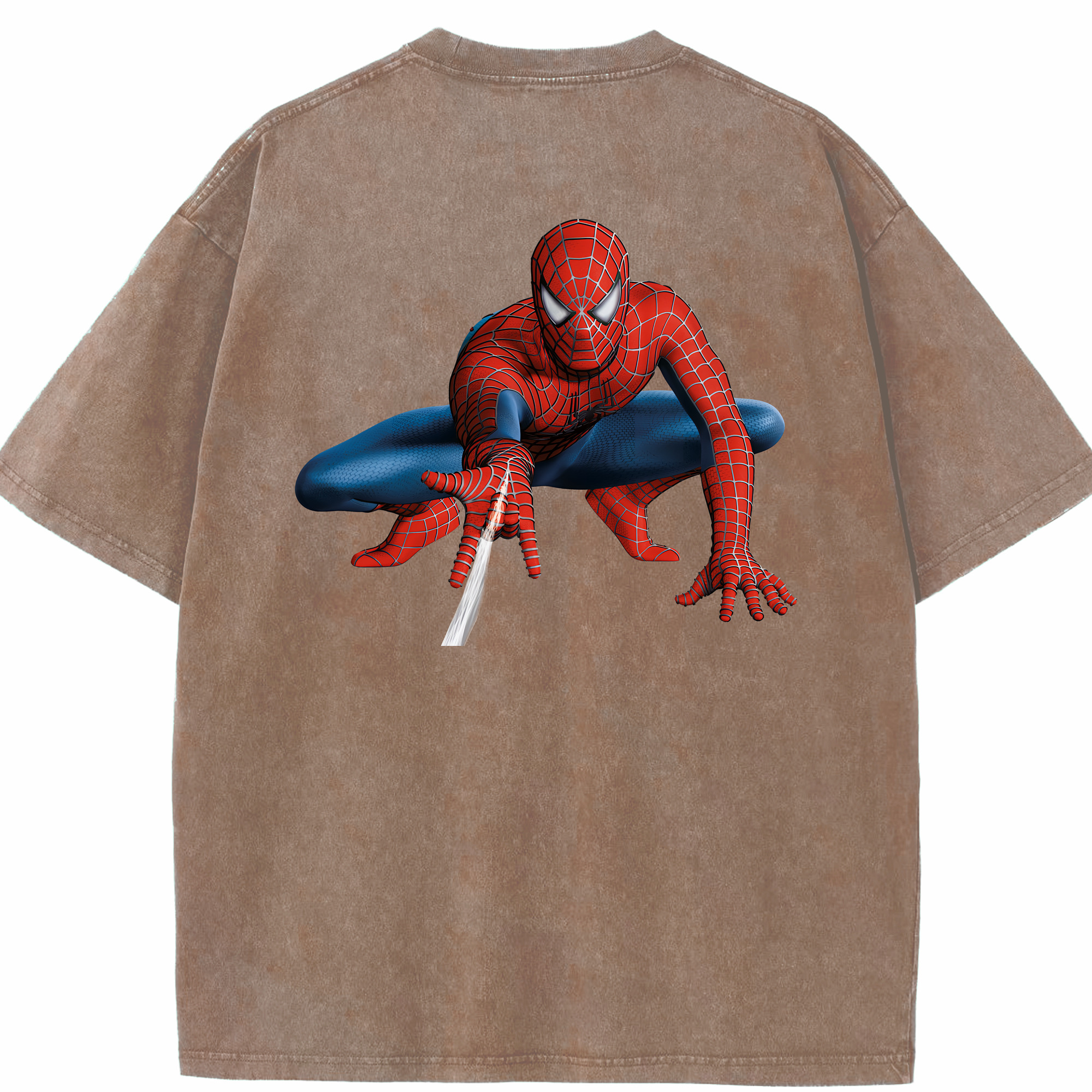 （画像用） Spider Man スパイダーマン 綿100% ヴィンテージ風 半袖Tシャツ（背面プリント）