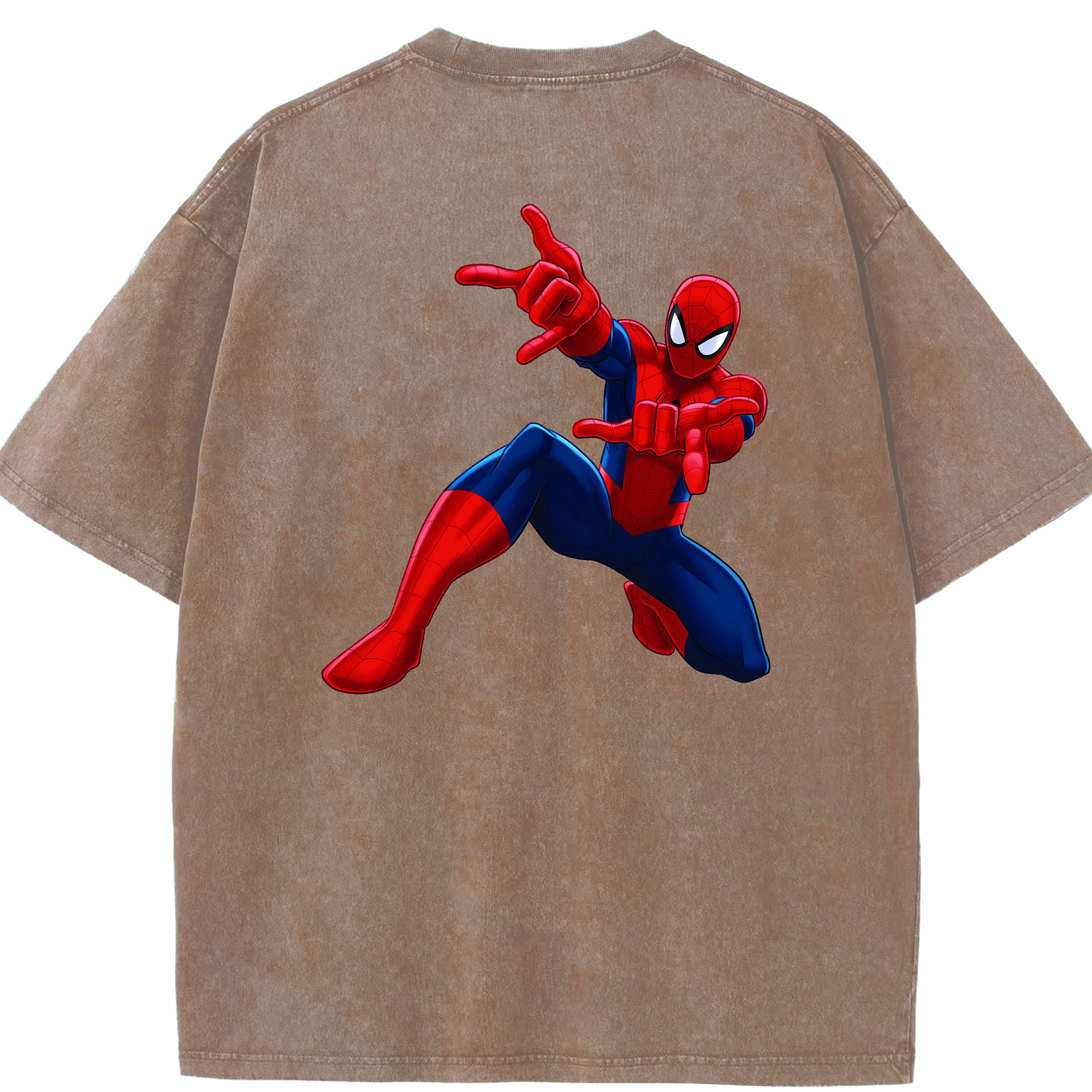 （画像用） Spider Man スパイダーマン 綿100% ヴィンテージ風 半袖Tシャツ（背面プリント）
