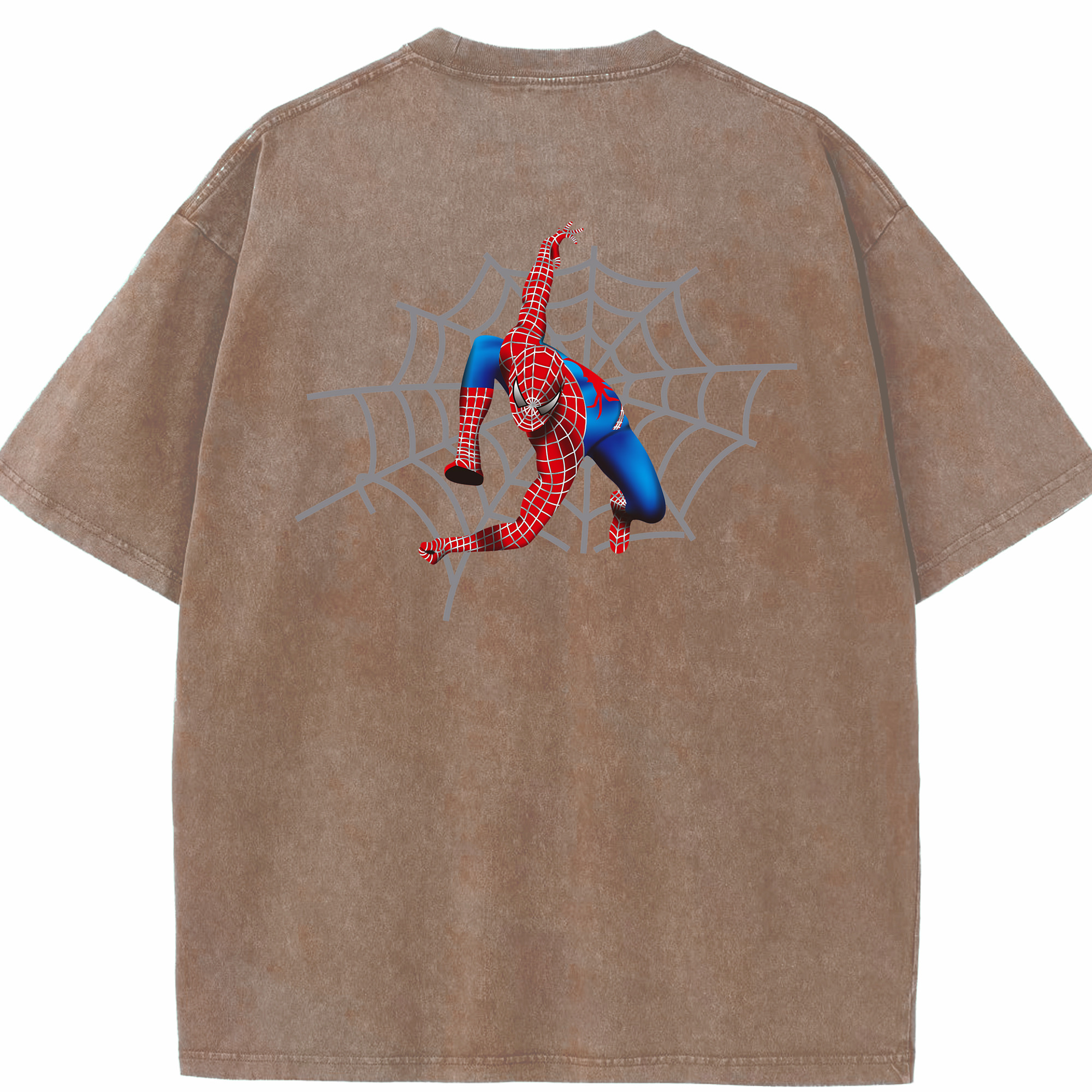（画像用） Spider Man スパイダーマン 綿100% ヴィンテージ風 半袖Tシャツ（背面プリント）