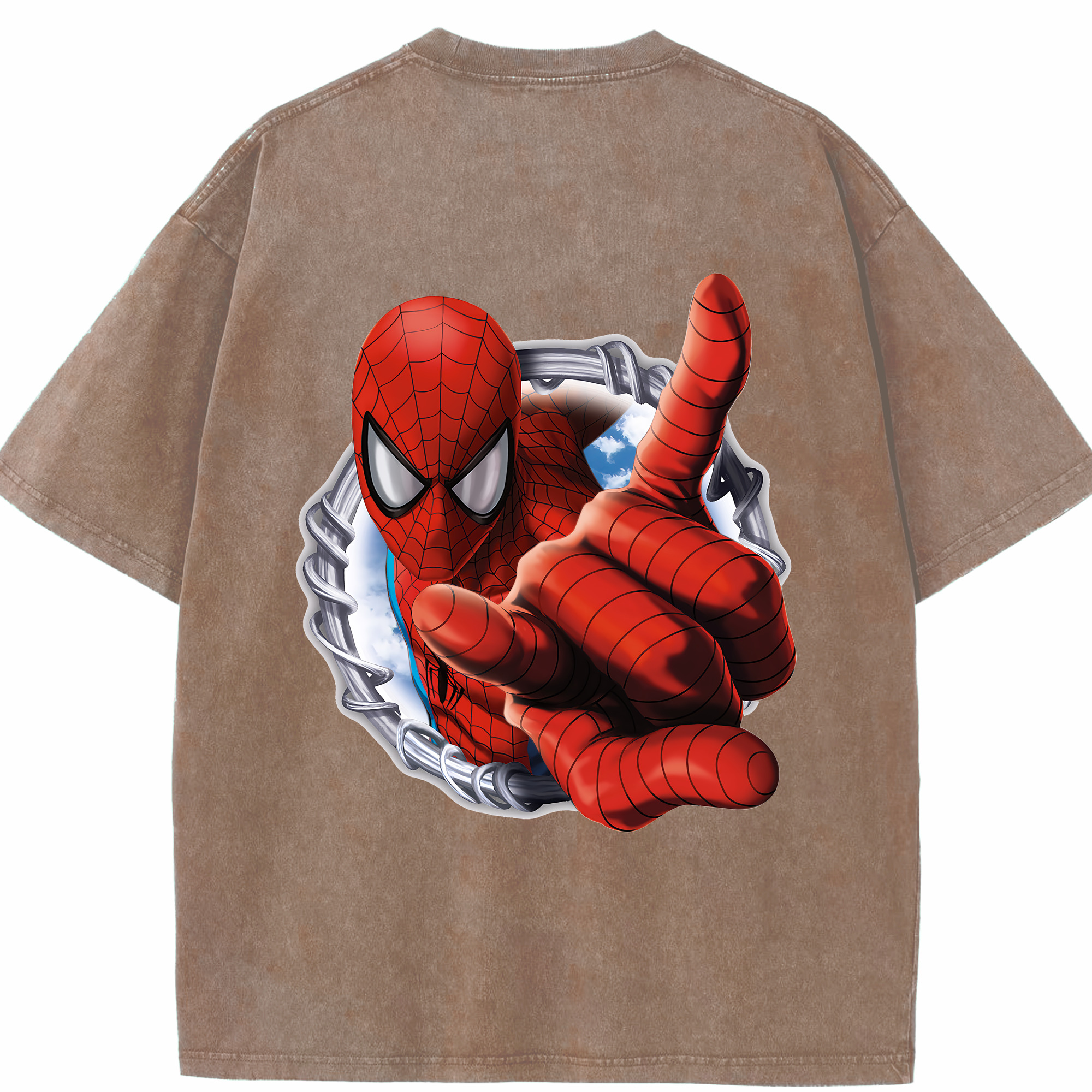 （画像用） Spider Man スパイダーマン 綿100% ヴィンテージ風 半袖Tシャツ（背面プリント）