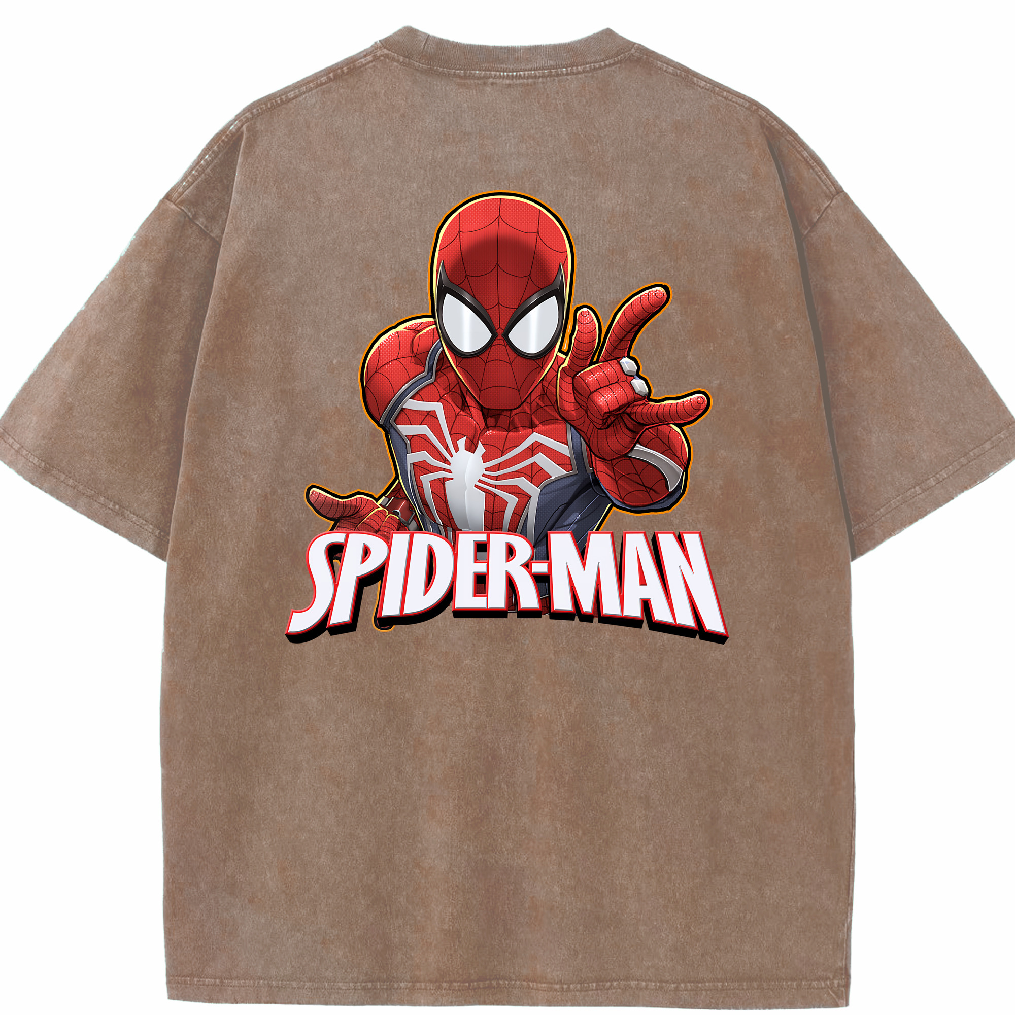 （画像用） Spider Man スパイダーマン 綿100% ヴィンテージ風 半袖Tシャツ（背面プリント）