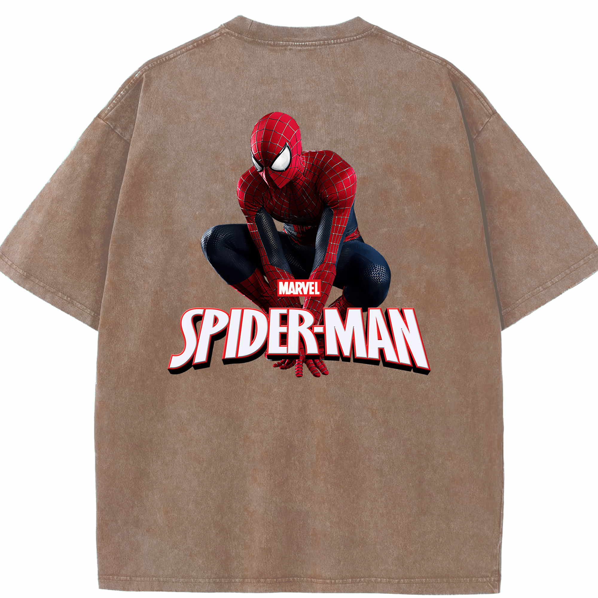（画像用） Spider Man スパイダーマン 綿100% ヴィンテージ風 半袖Tシャツ（背面プリント）