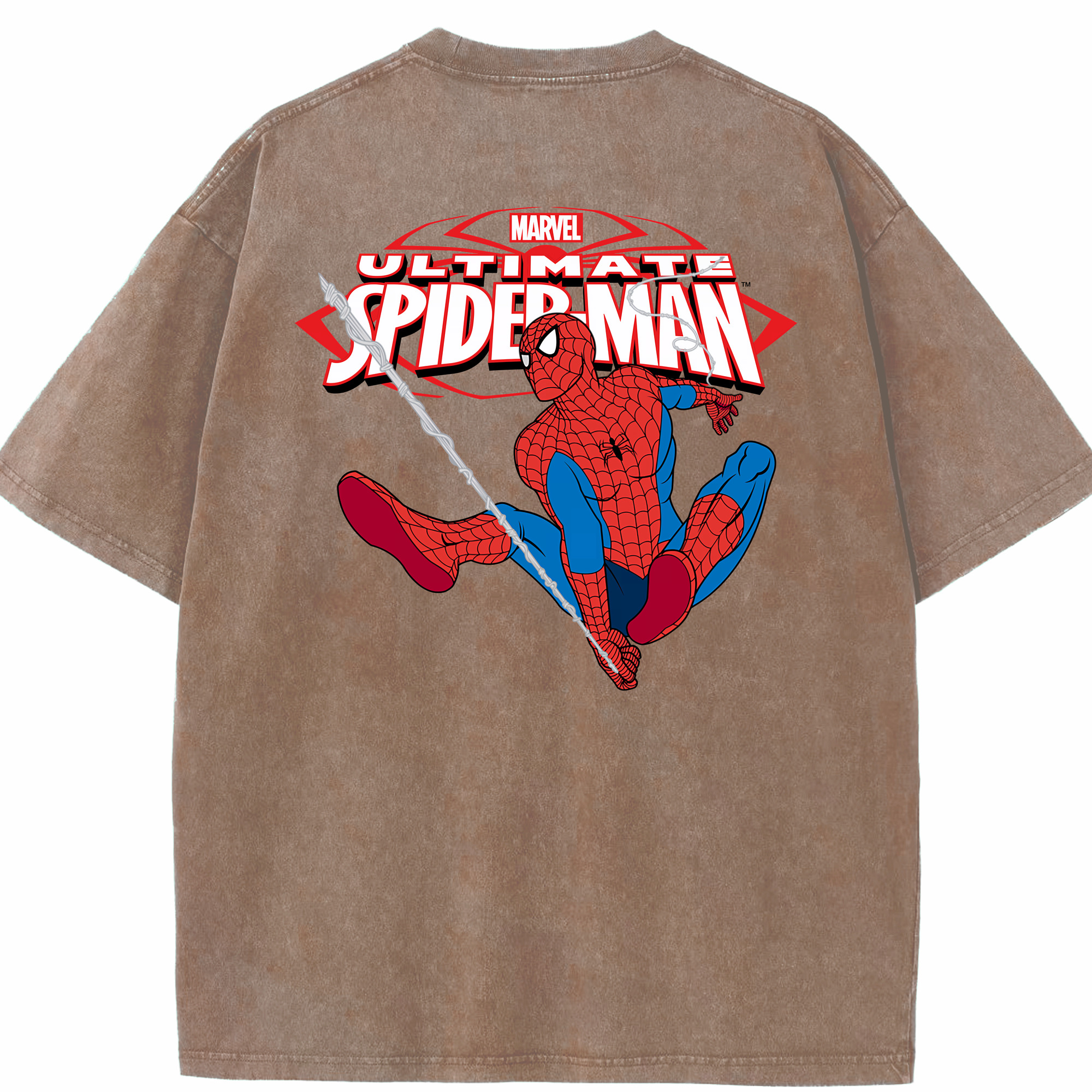 （画像用） Spider Man スパイダーマン 綿100% ヴィンテージ風 半袖Tシャツ（背面プリント）