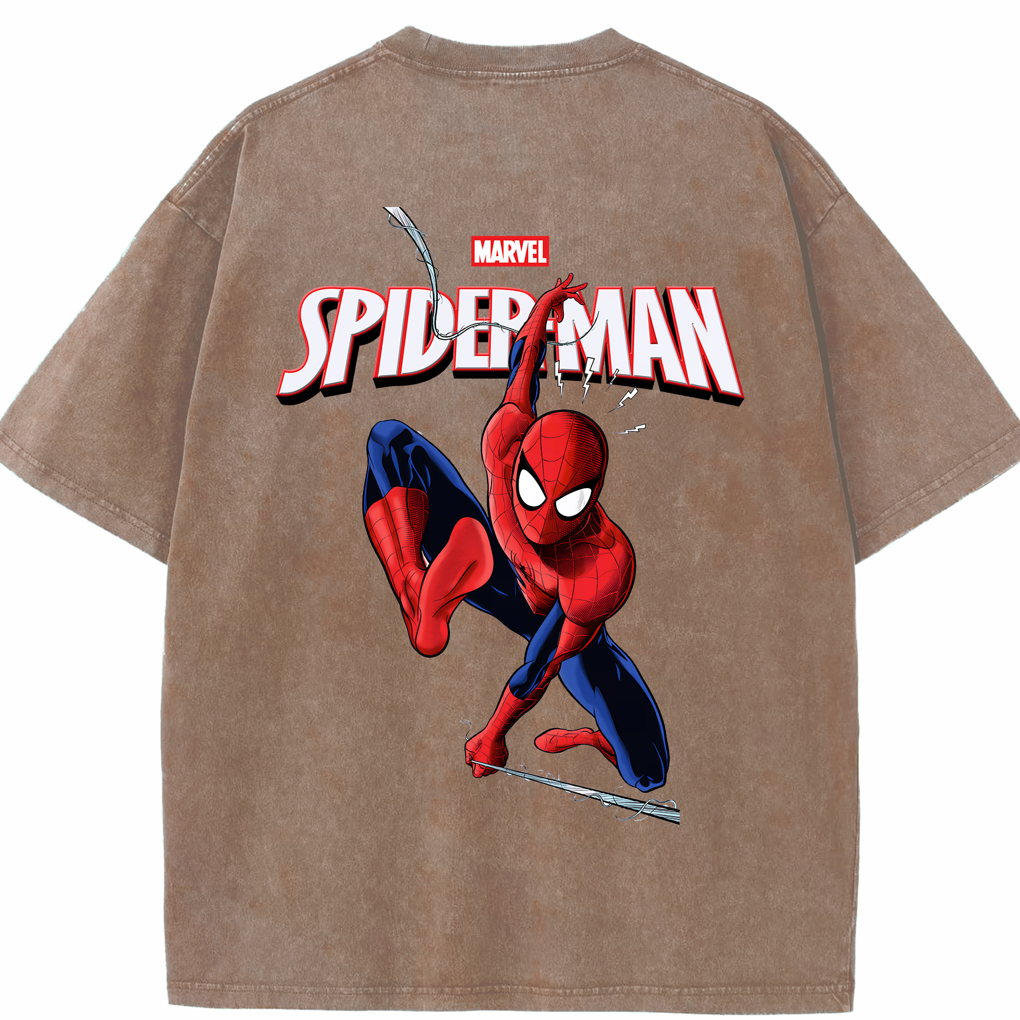 （画像用） Spider Man スパイダーマン 綿100% ヴィンテージ風 半袖Tシャツ（背面プリント）
