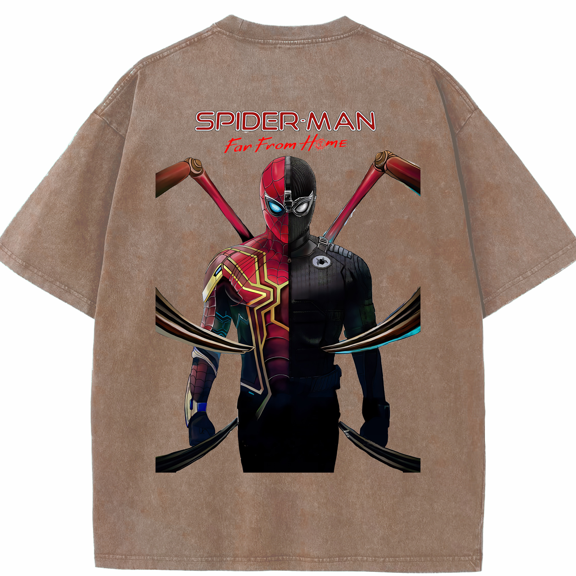 （画像用） Spider Man スパイダーマン 綿100% ヴィンテージ風 半袖Tシャツ（背面プリント）