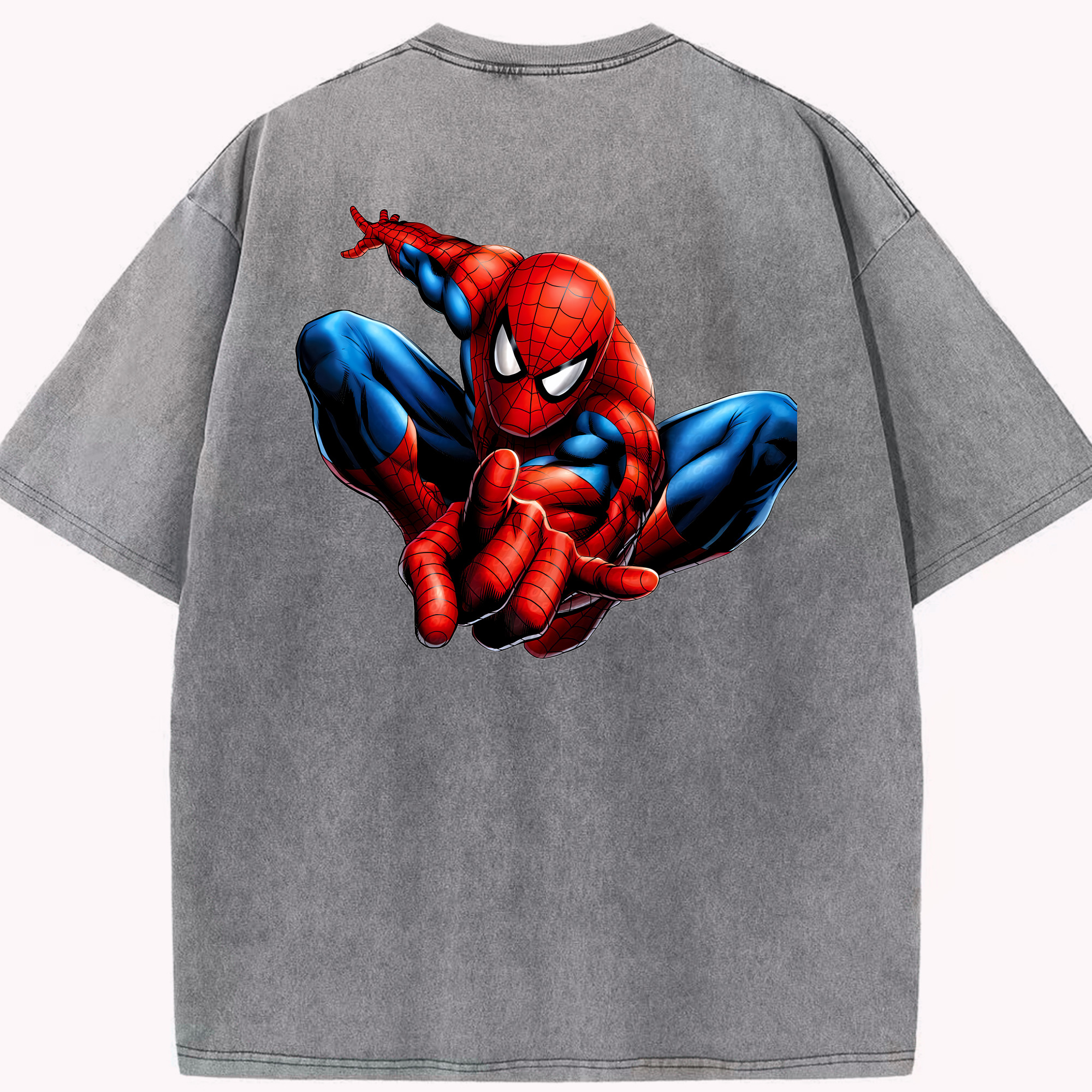 （画像用） Spider Man スパイダーマン 綿100% ヴィンテージ風 半袖Tシャツ（背面プリント）