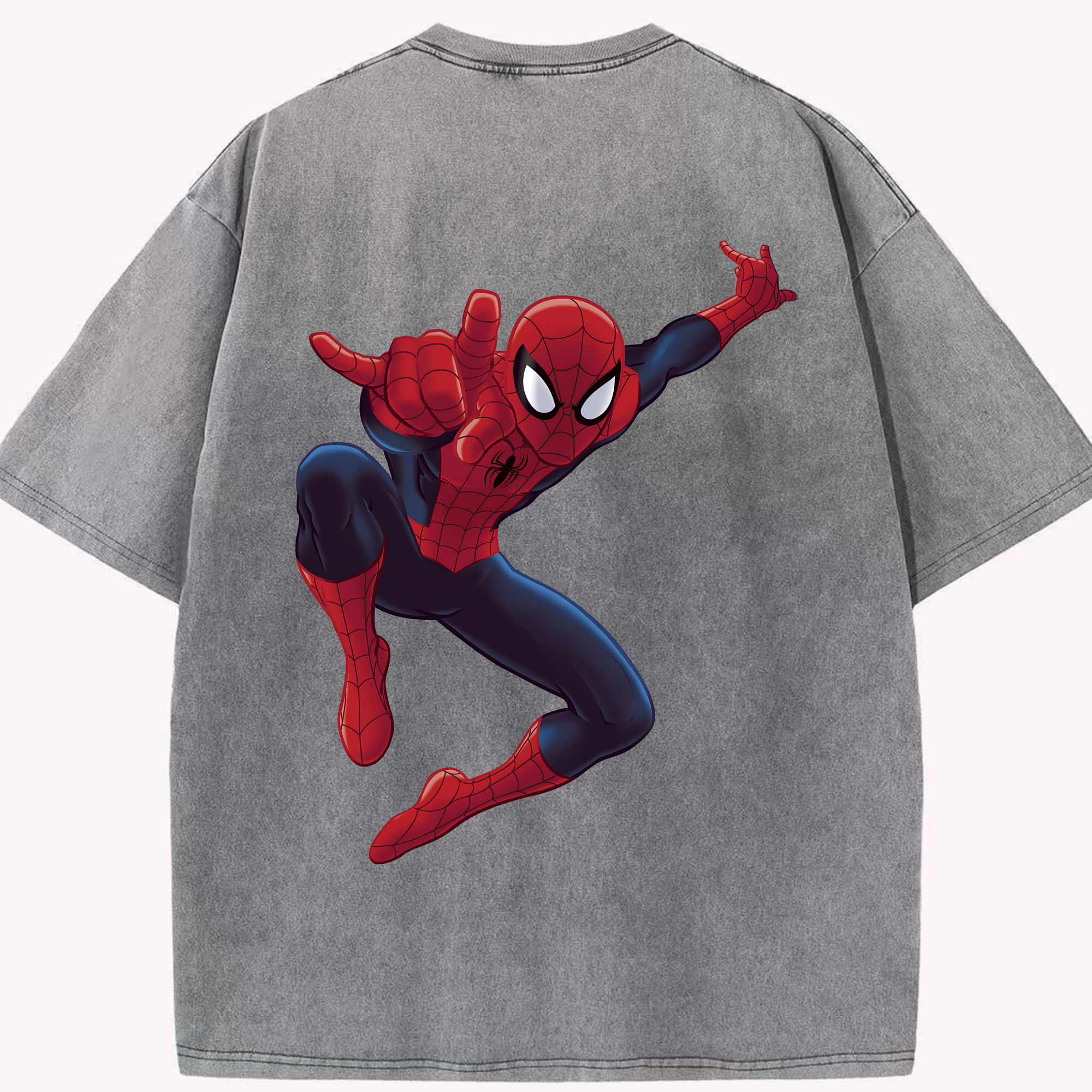 （画像用） Spider Man スパイダーマン 綿100% ヴィンテージ風 半袖Tシャツ（背面プリント）