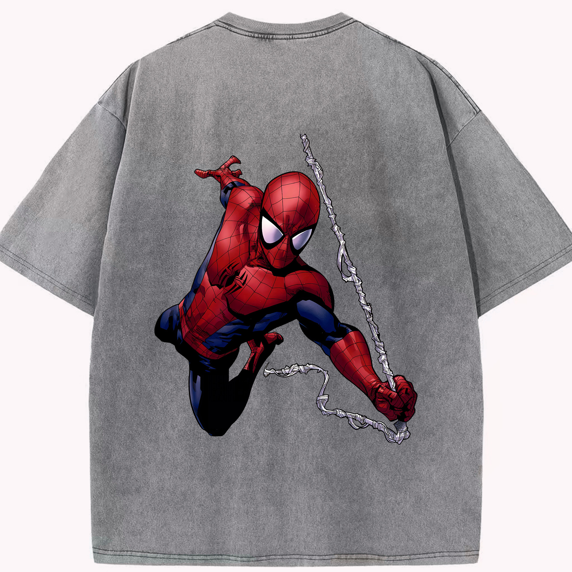 （画像用） Spider Man スパイダーマン 綿100% ヴィンテージ風 半袖Tシャツ（背面プリント）