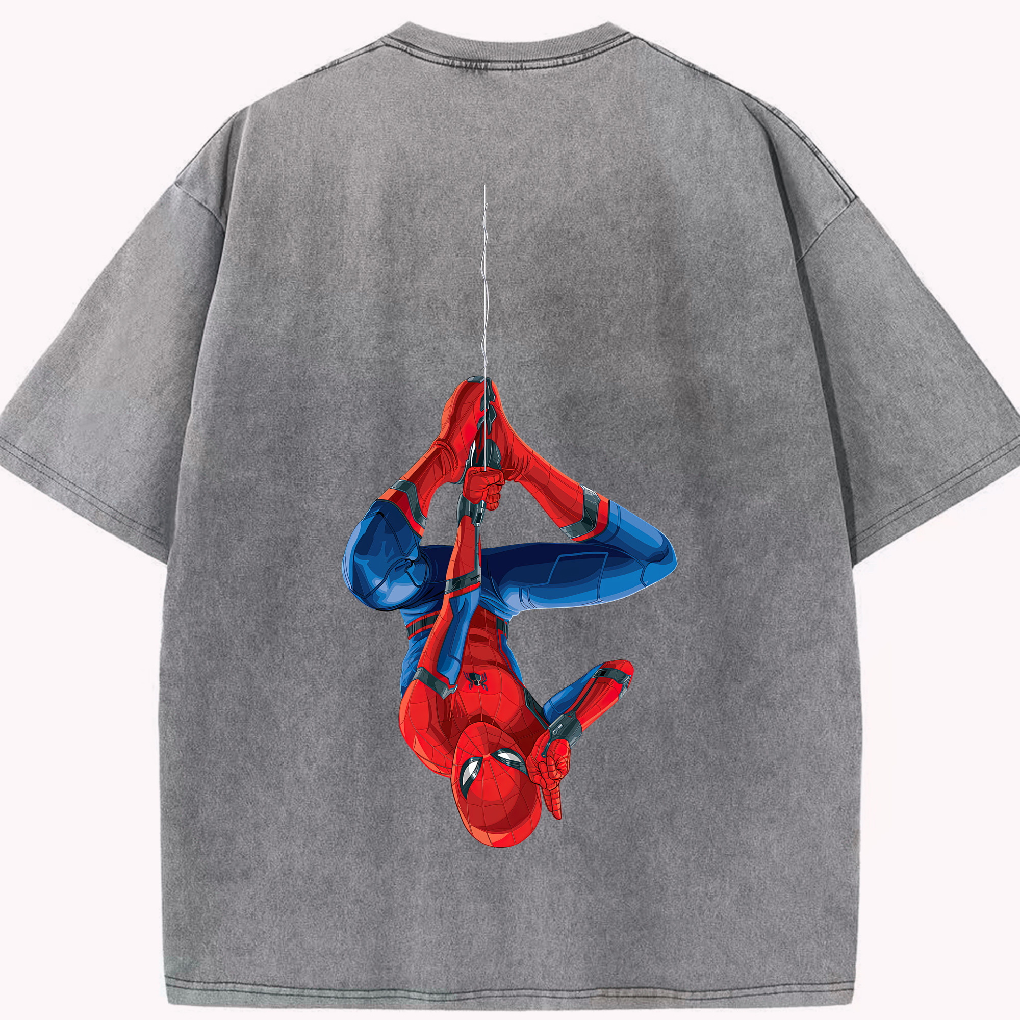（画像用） Spider Man スパイダーマン 綿100% ヴィンテージ風 半袖Tシャツ（背面プリント）