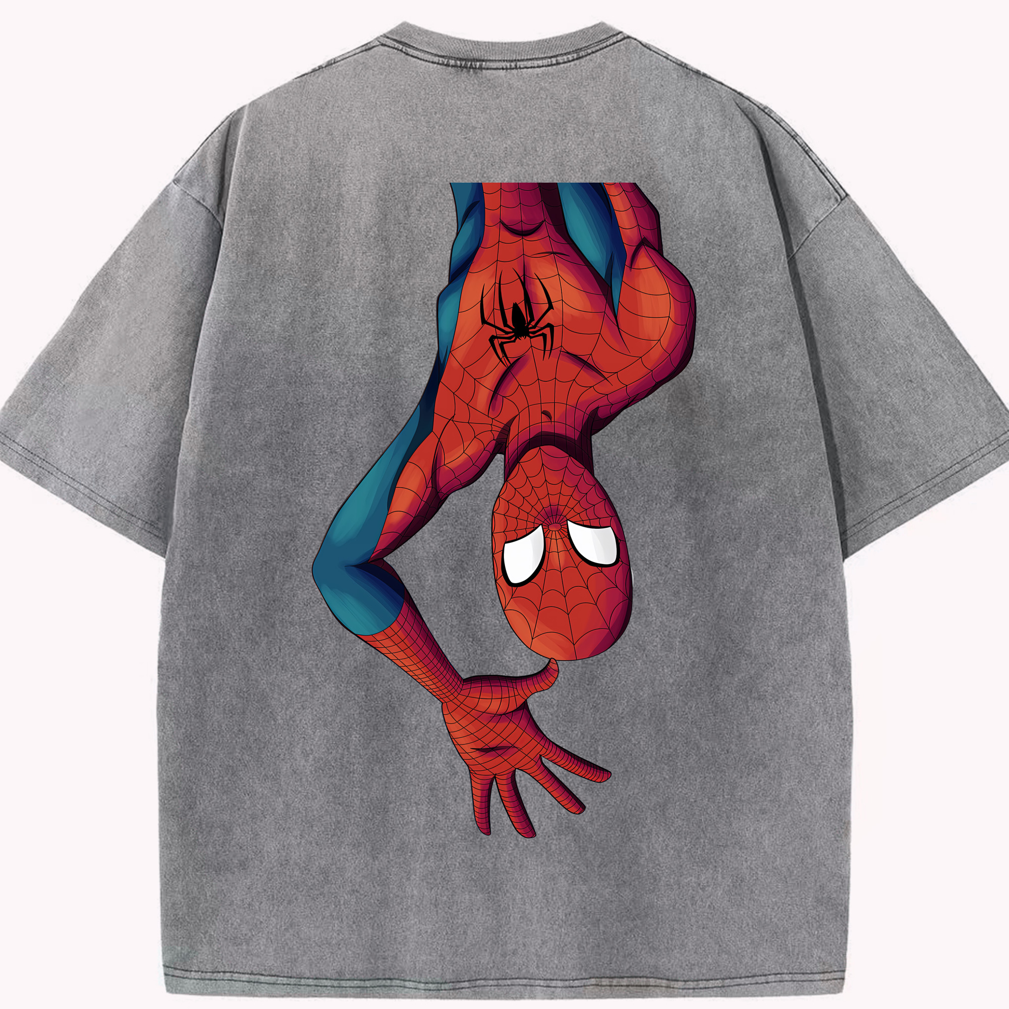 （画像用） Spider Man スパイダーマン 綿100% ヴィンテージ風 半袖Tシャツ（背面プリント）