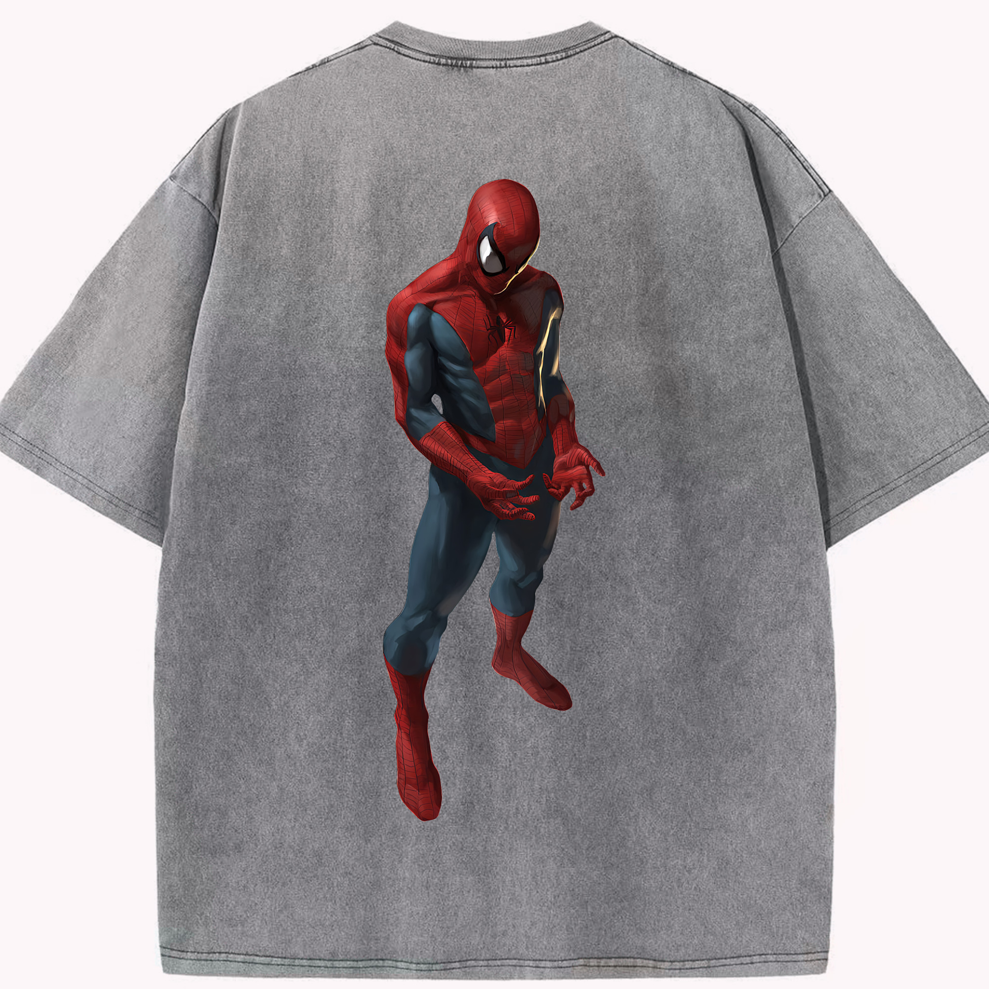 （画像用） Spider Man スパイダーマン 綿100% ヴィンテージ風 半袖Tシャツ（背面プリント）