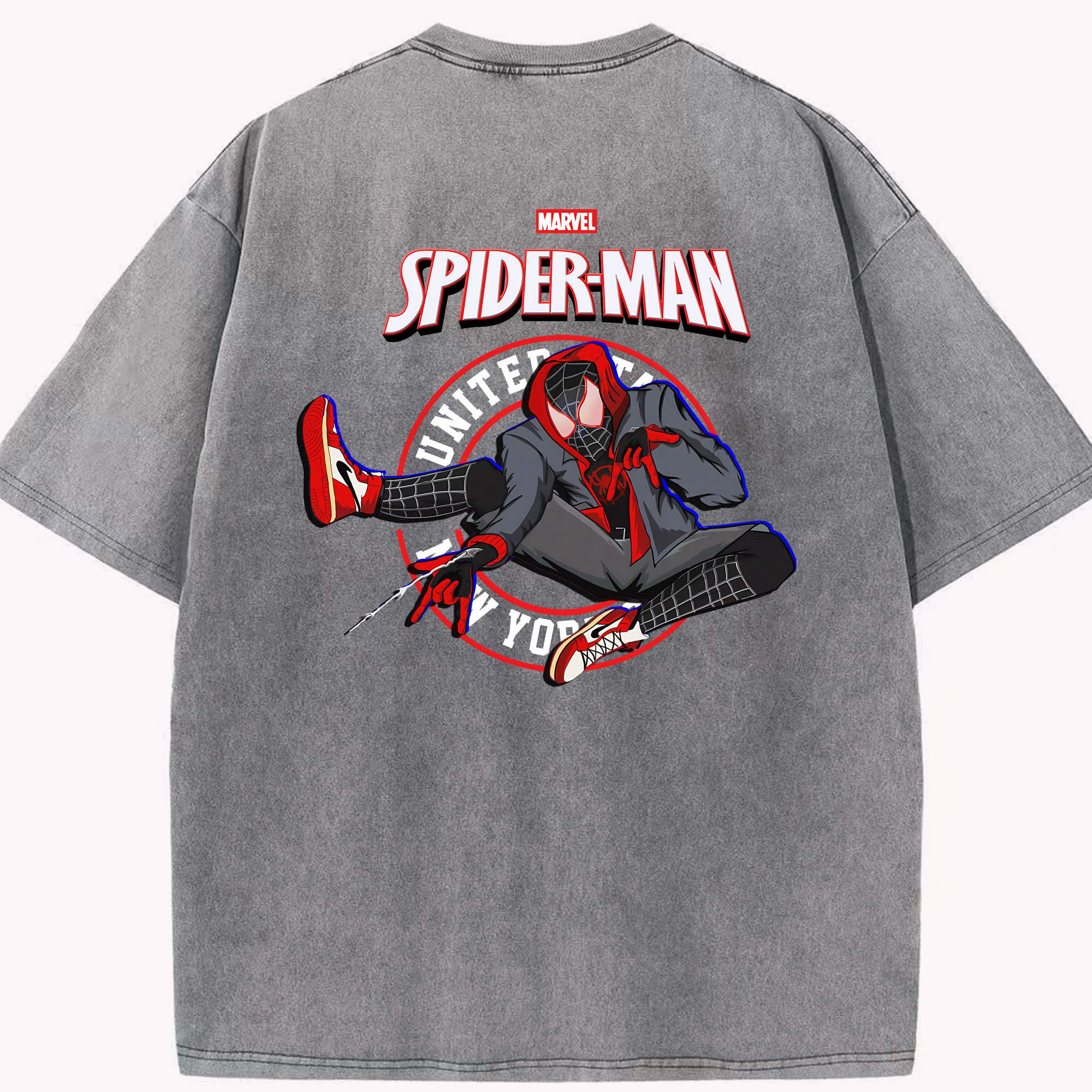 （画像用） Spider Man スパイダーマン 綿100% ヴィンテージ風 半袖Tシャツ（背面プリント）