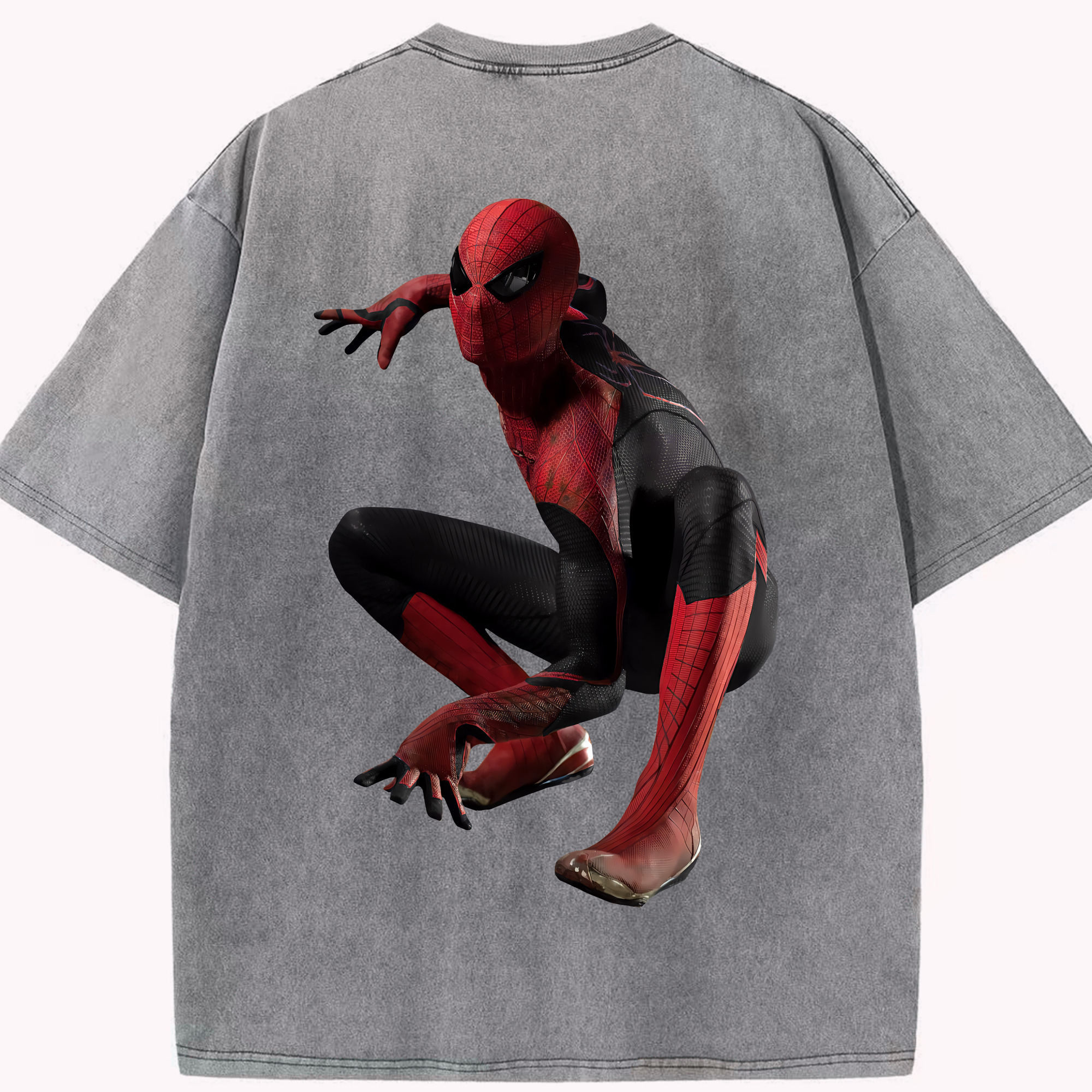 （画像用） Spider Man スパイダーマン 綿100% ヴィンテージ風 半袖Tシャツ（背面プリント）