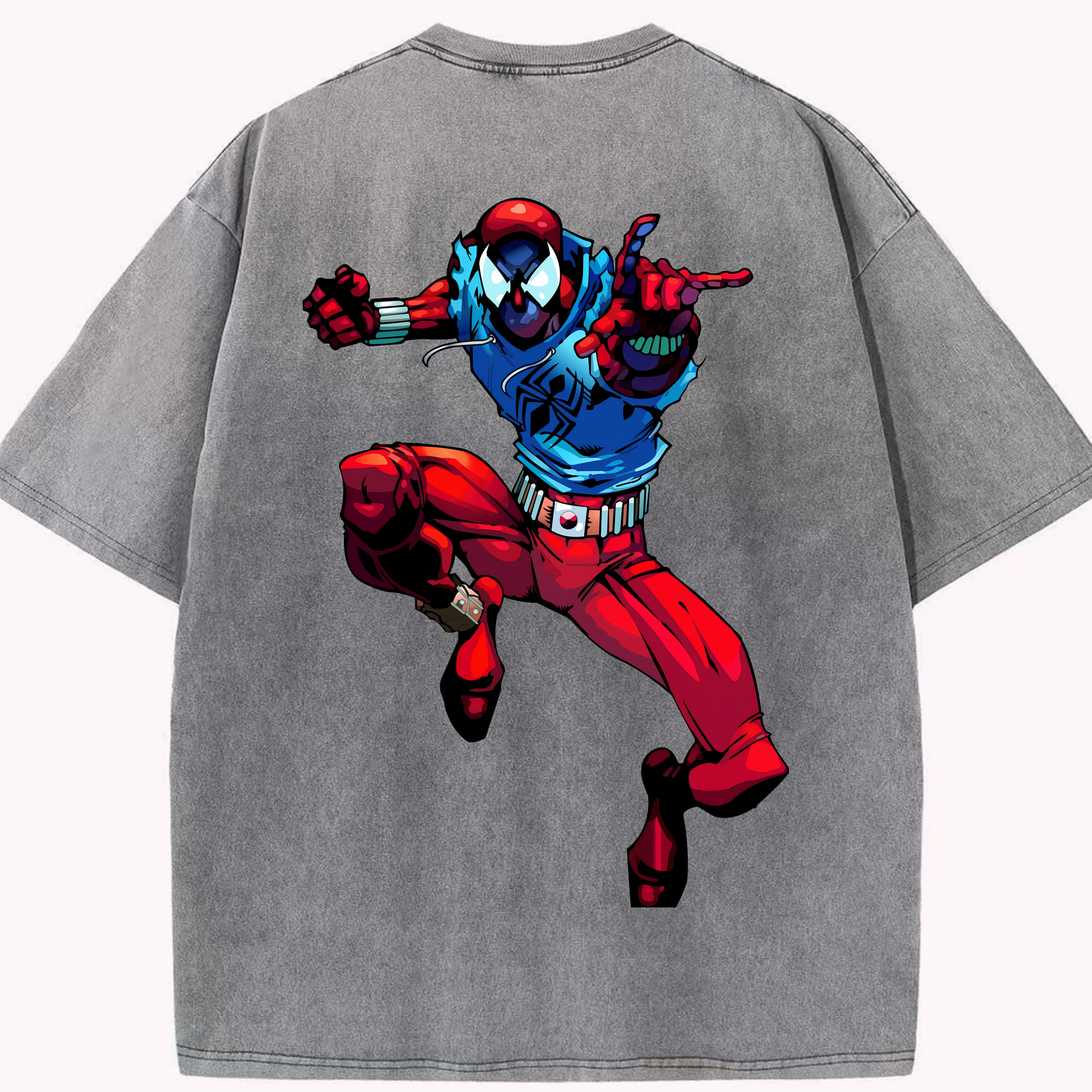 （画像用） Spider Man スパイダーマン 綿100% ヴィンテージ風 半袖Tシャツ（背面プリント）