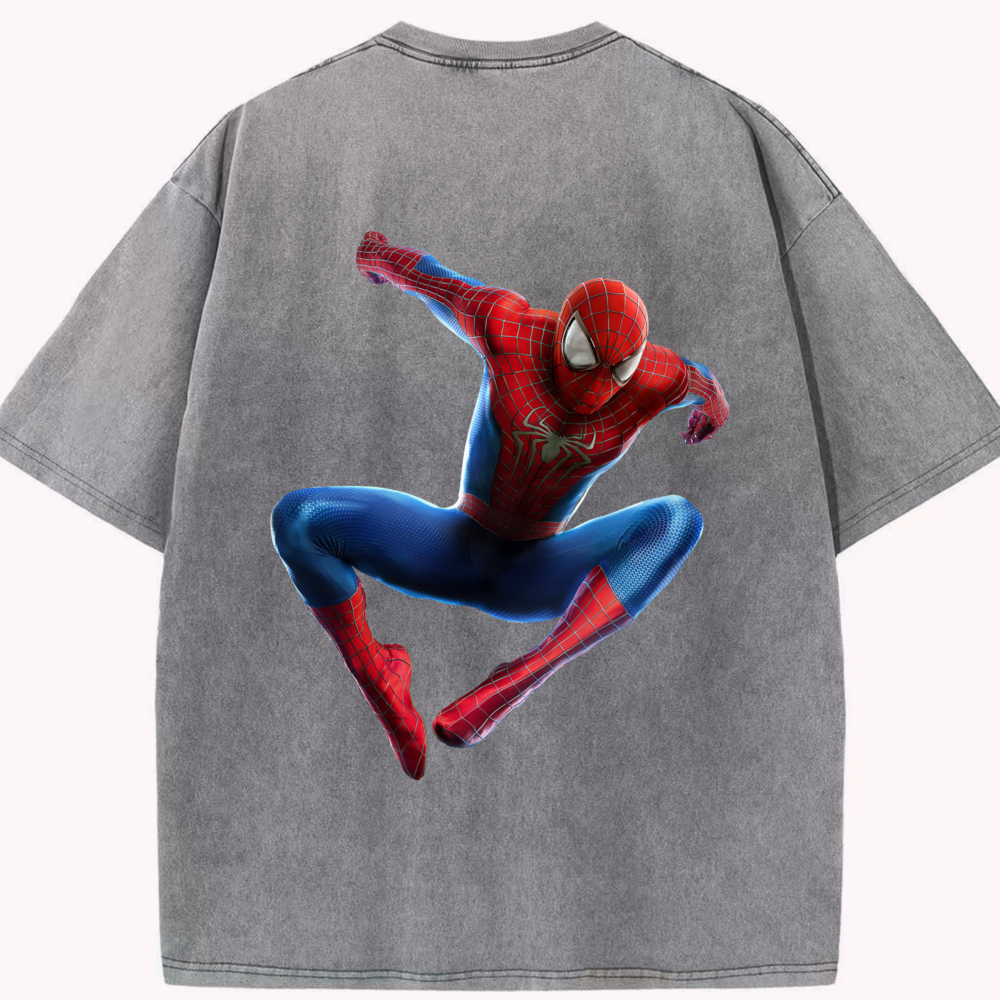 （画像用） Spider Man スパイダーマン 綿100% ヴィンテージ風 半袖Tシャツ（背面プリント）