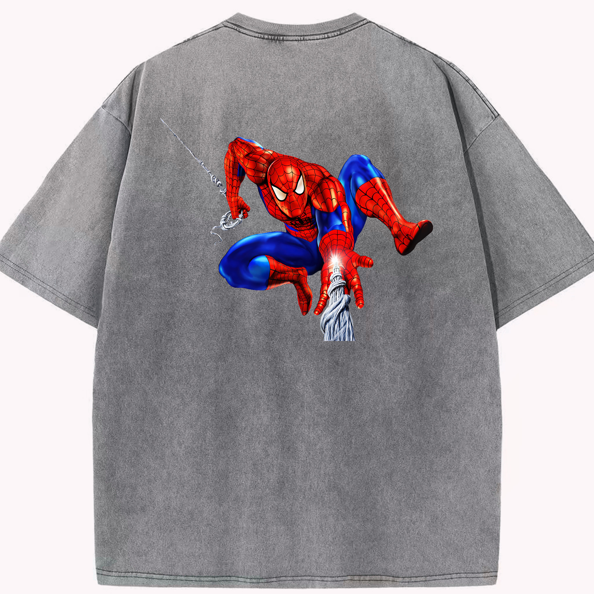 （画像用） Spider Man スパイダーマン 綿100% ヴィンテージ風 半袖Tシャツ（背面プリント）