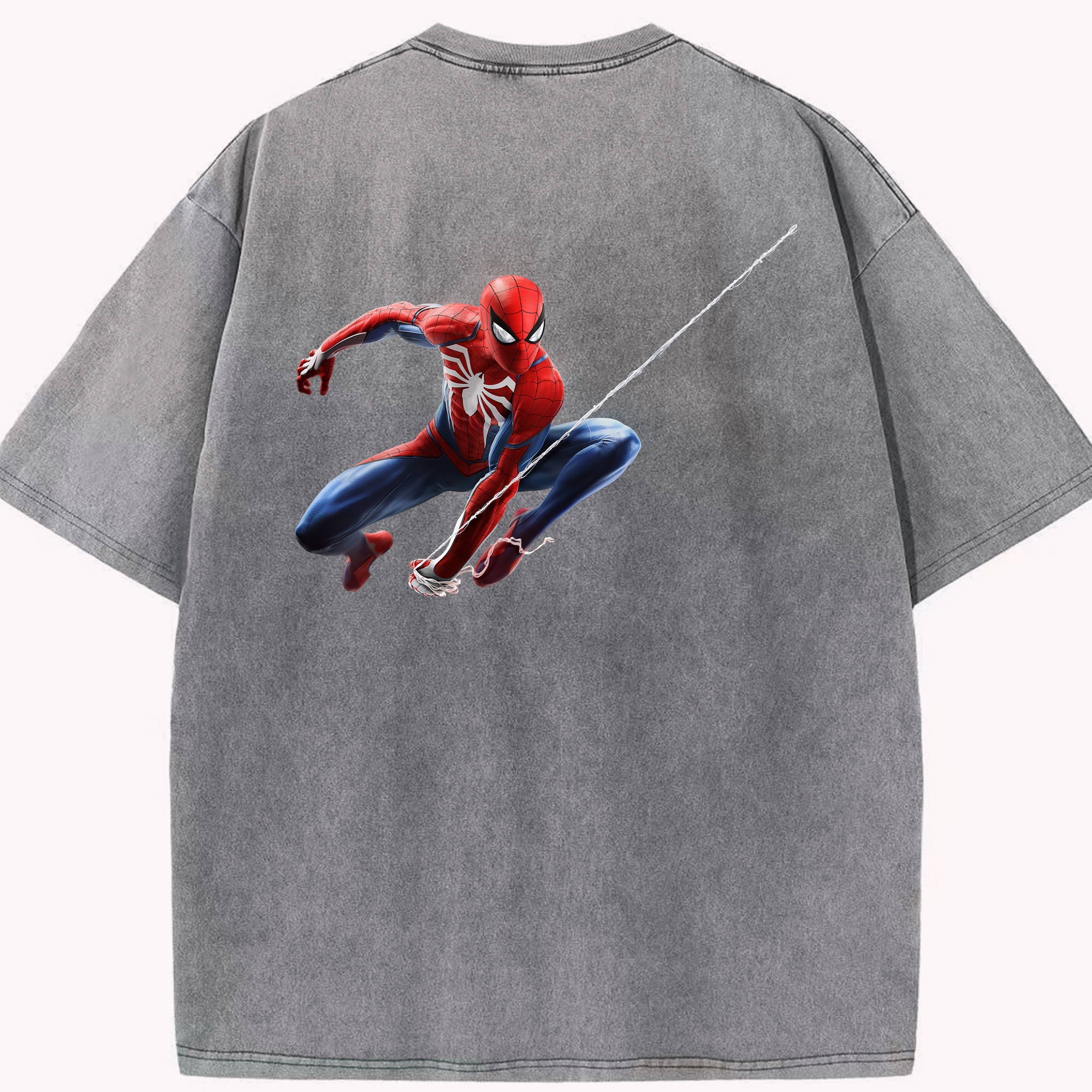 （画像用） Spider Man スパイダーマン 綿100% ヴィンテージ風 半袖Tシャツ（背面プリント）
