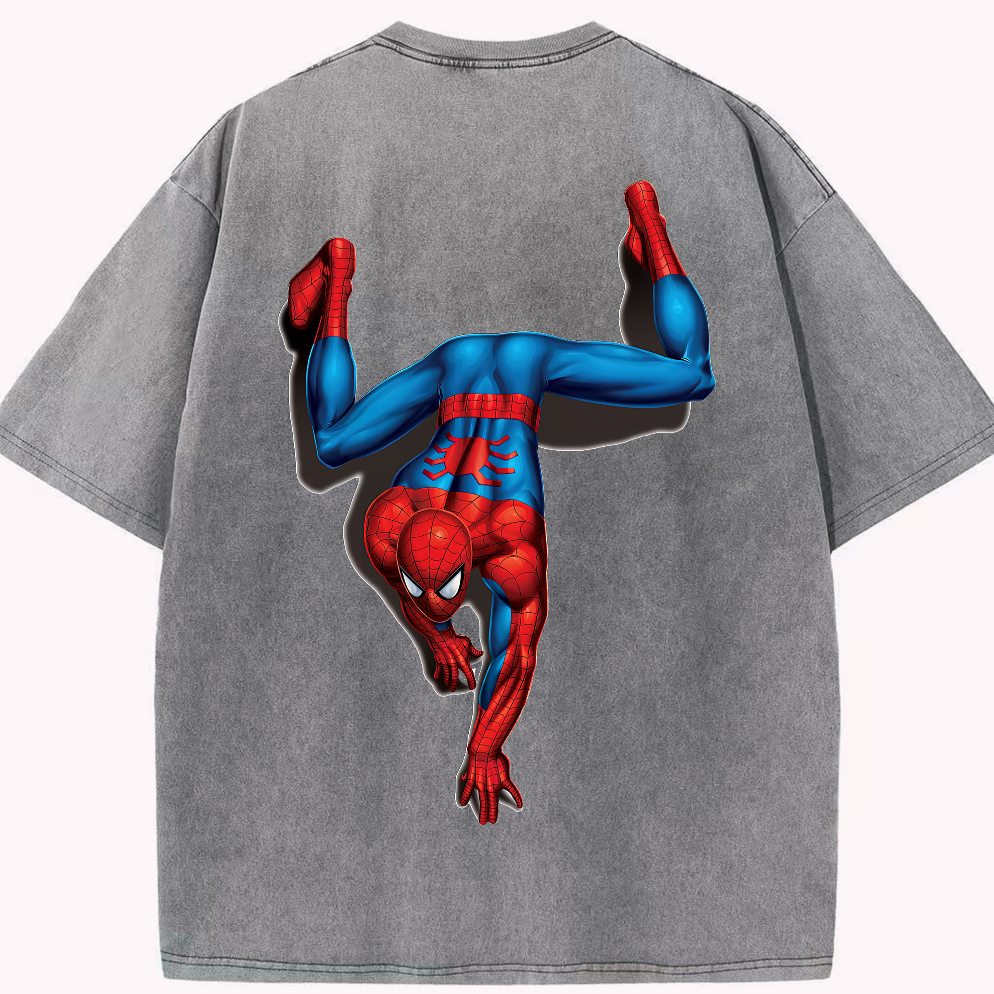 （画像用） Spider Man スパイダーマン 綿100% ヴィンテージ風 半袖Tシャツ（背面プリント）