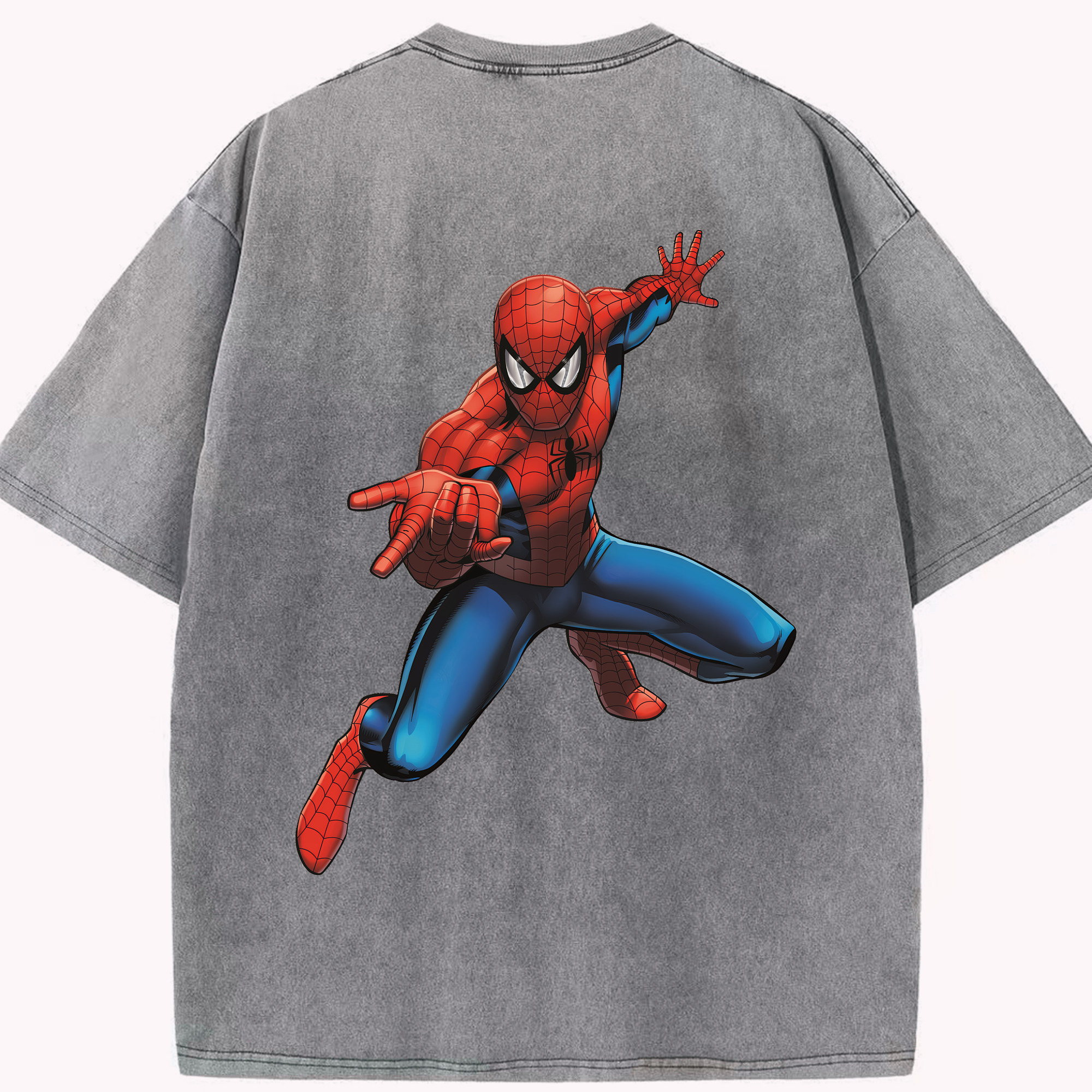 （画像用） Spider Man スパイダーマン 綿100% ヴィンテージ風 半袖Tシャツ（背面プリント）