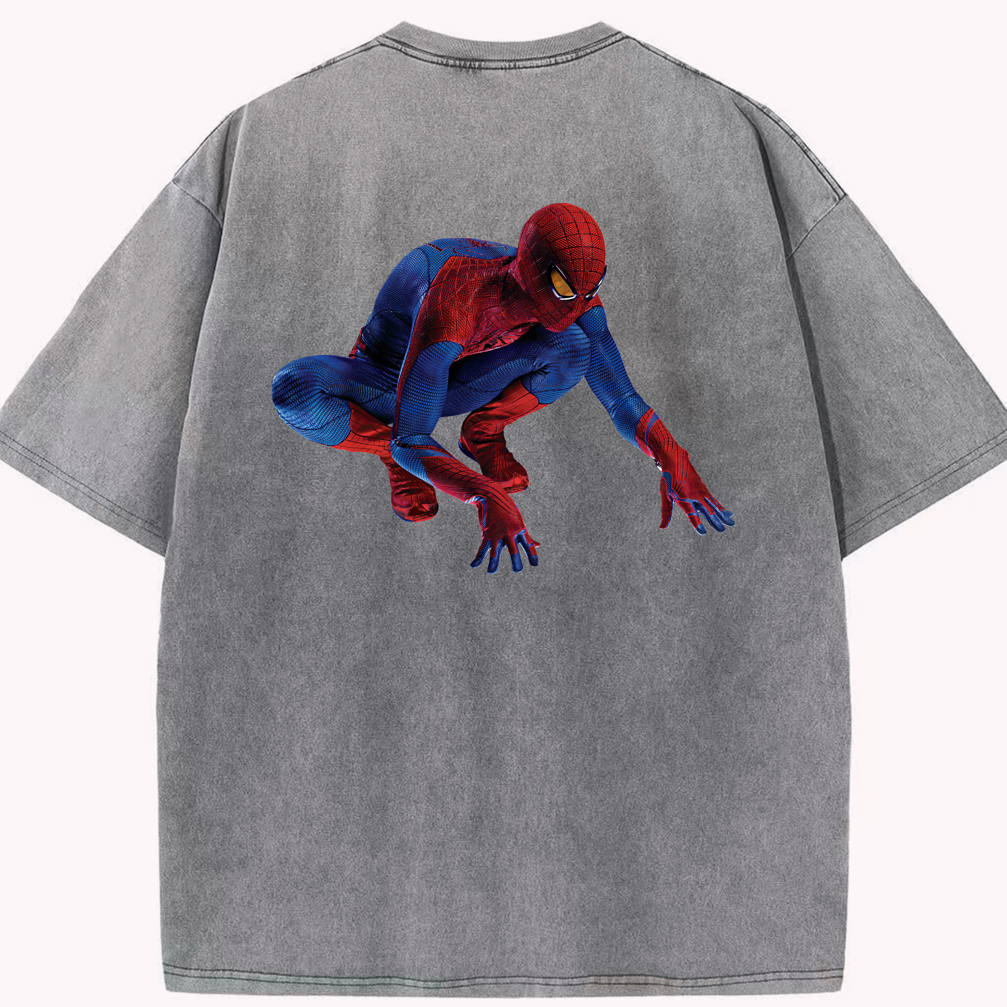 （画像用） Spider Man スパイダーマン 綿100% ヴィンテージ風 半袖Tシャツ（背面プリント）