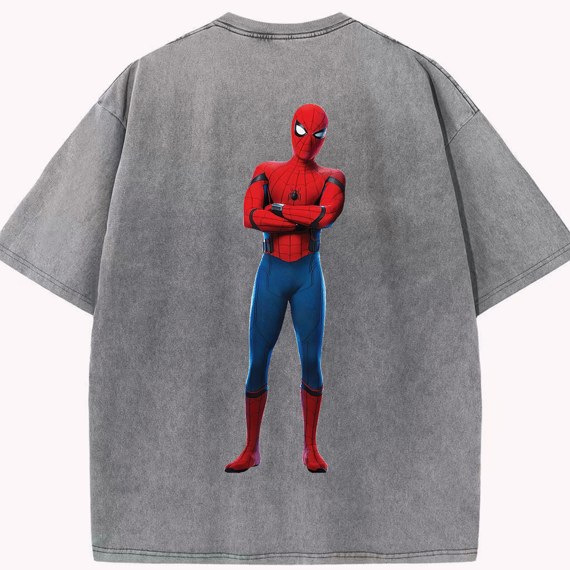 （画像用） Spider Man スパイダーマン 綿100% ヴィンテージ風 半袖Tシャツ（背面プリント）