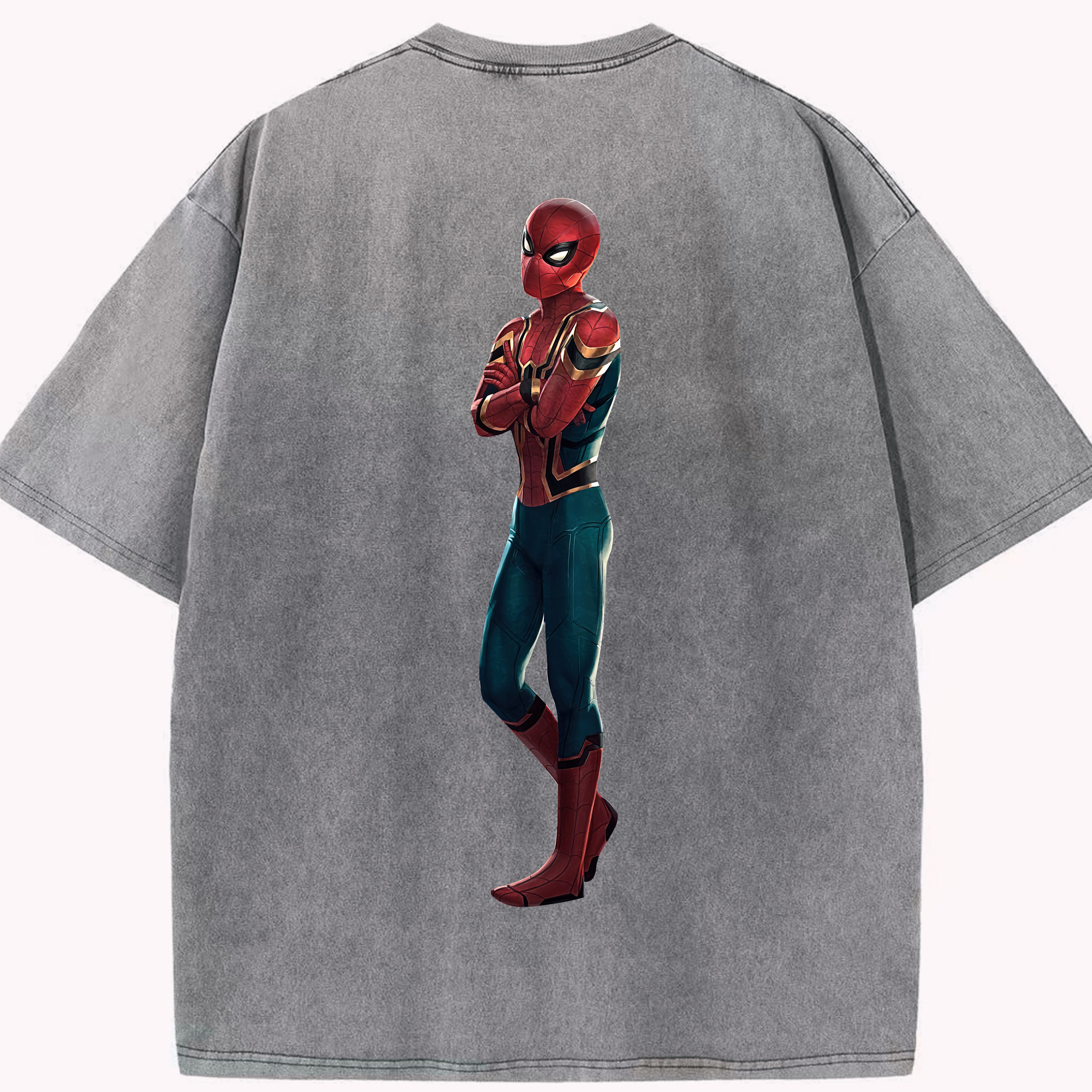 （画像用） Spider Man スパイダーマン 綿100% ヴィンテージ風 半袖Tシャツ（背面プリント）
