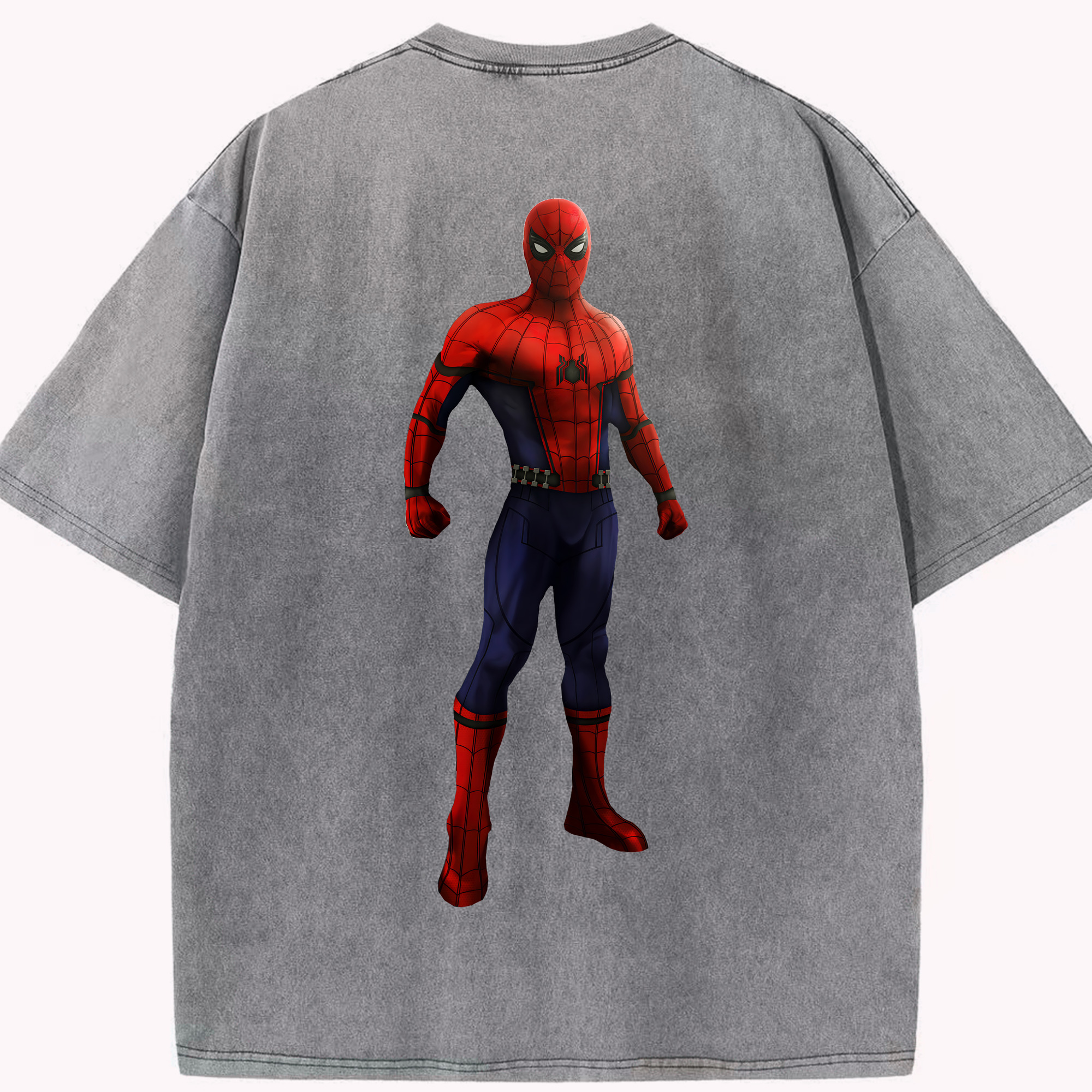 （画像用） Spider Man スパイダーマン 綿100% ヴィンテージ風 半袖Tシャツ（背面プリント）