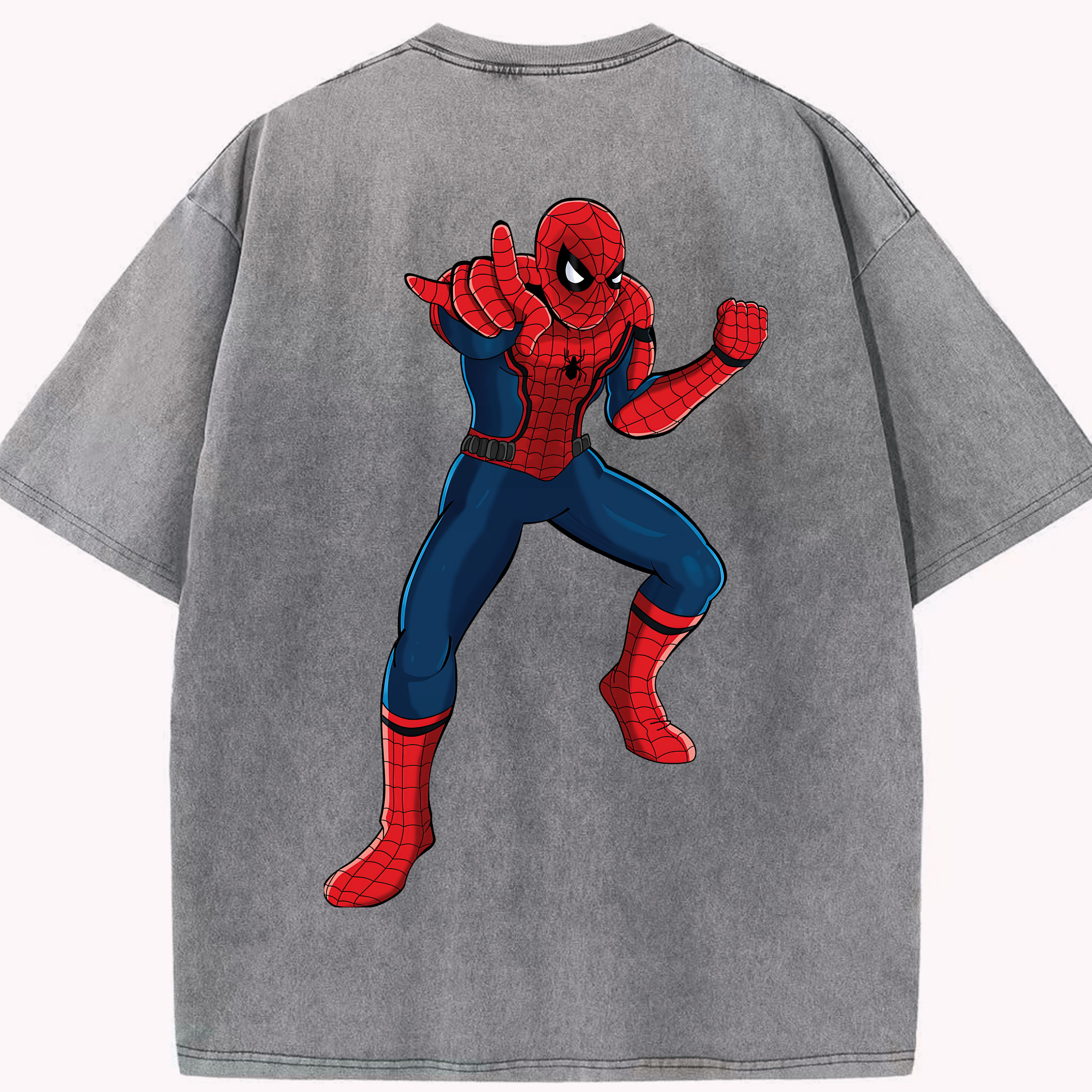 （画像用） Spider Man スパイダーマン 綿100% ヴィンテージ風 半袖Tシャツ（背面プリント）