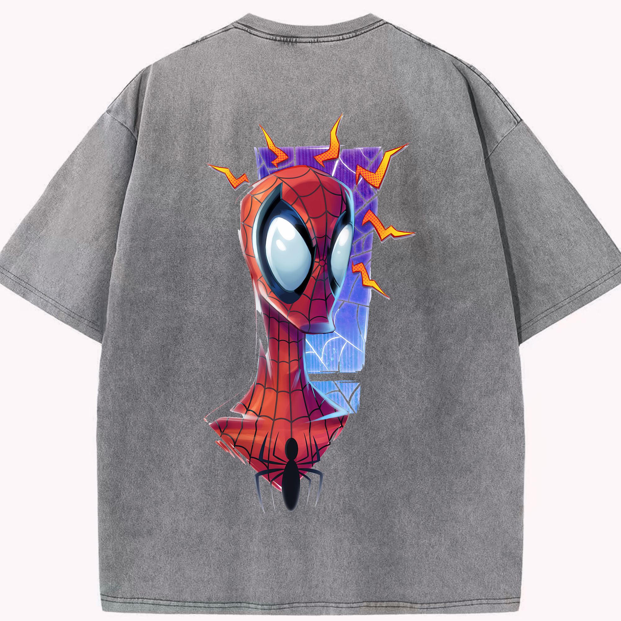 （画像用） Spider Man スパイダーマン 綿100% ヴィンテージ風 半袖Tシャツ（背面プリント）