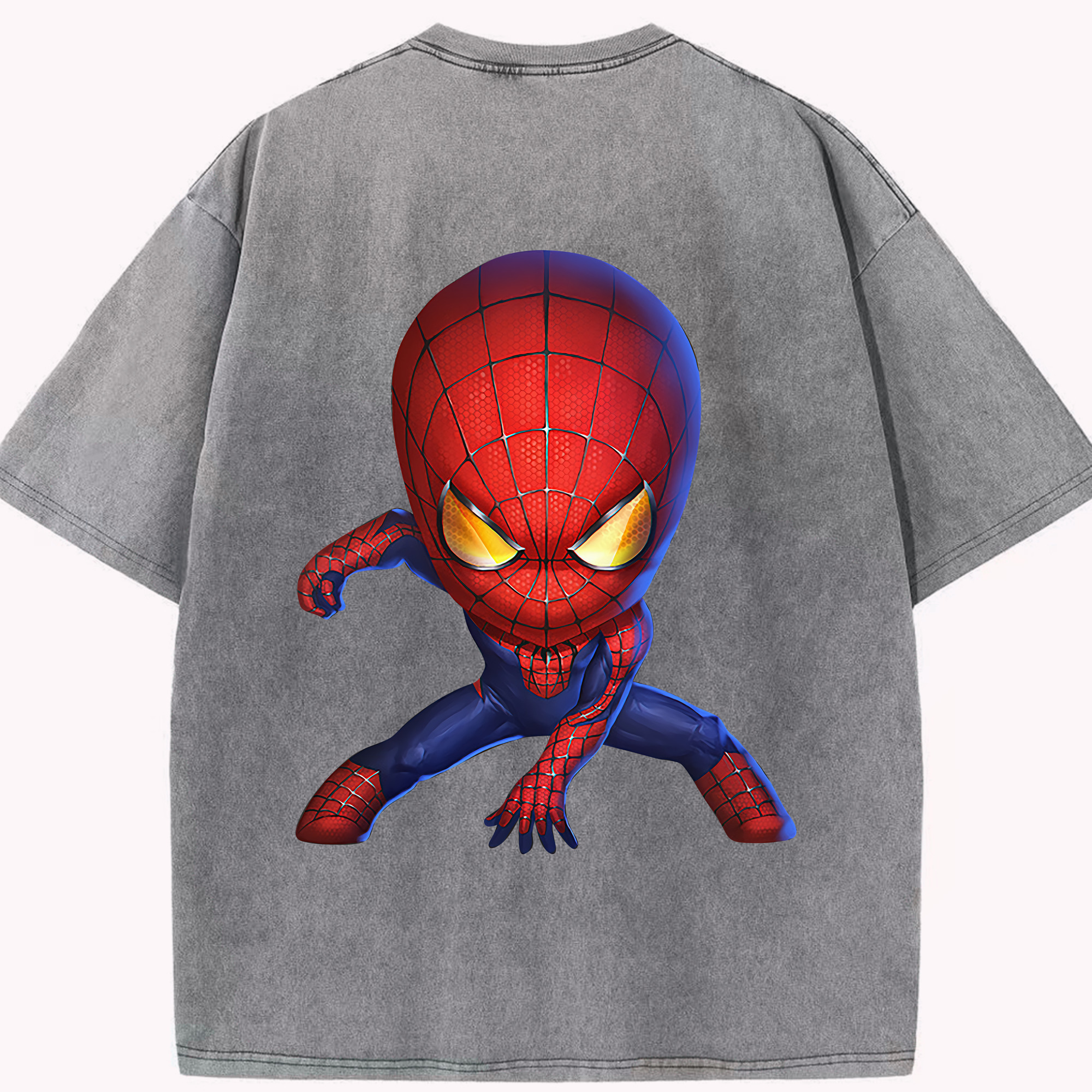 （画像用） Spider Man スパイダーマン 綿100% ヴィンテージ風 半袖Tシャツ（背面プリント）