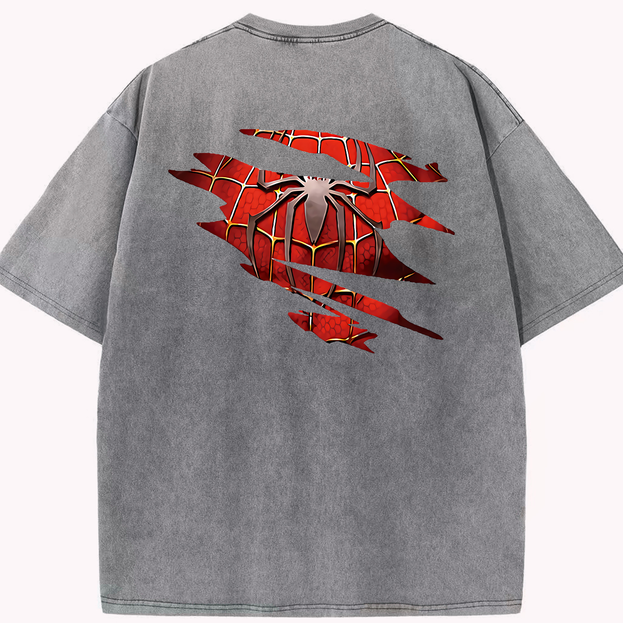 （画像用） Spider Man スパイダーマン 綿100% ヴィンテージ風 半袖Tシャツ（背面プリント）