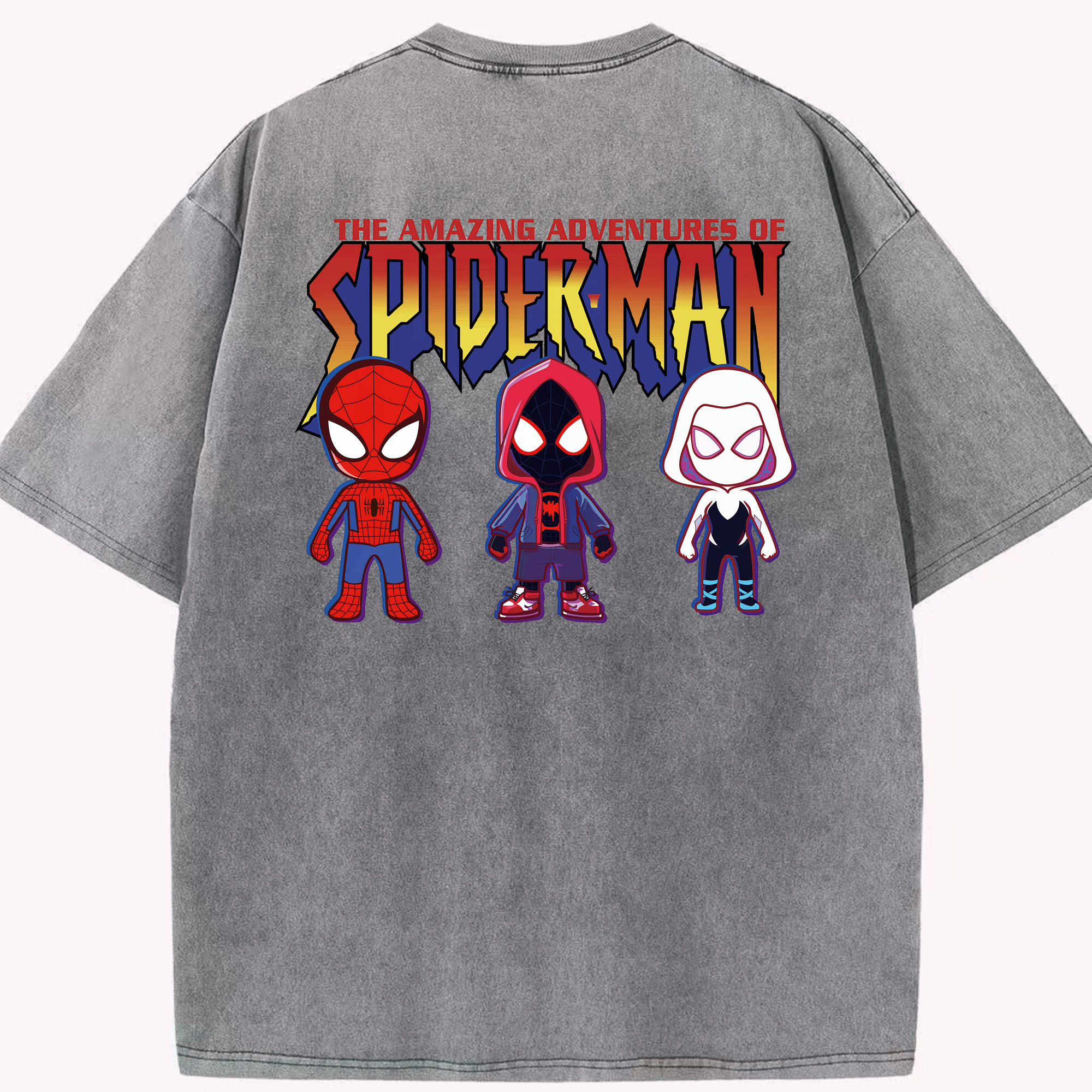 （画像用） Spider Man スパイダーマン 綿100% ヴィンテージ風 半袖Tシャツ（背面プリント）