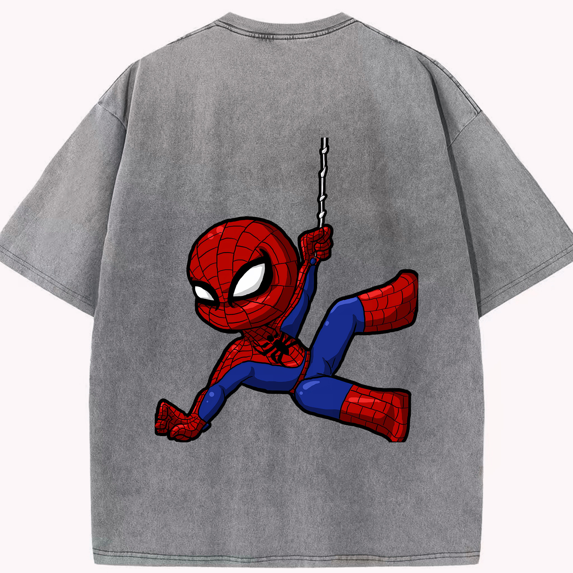（画像用） Spider Man スパイダーマン 綿100% ヴィンテージ風 半袖Tシャツ（背面プリント）