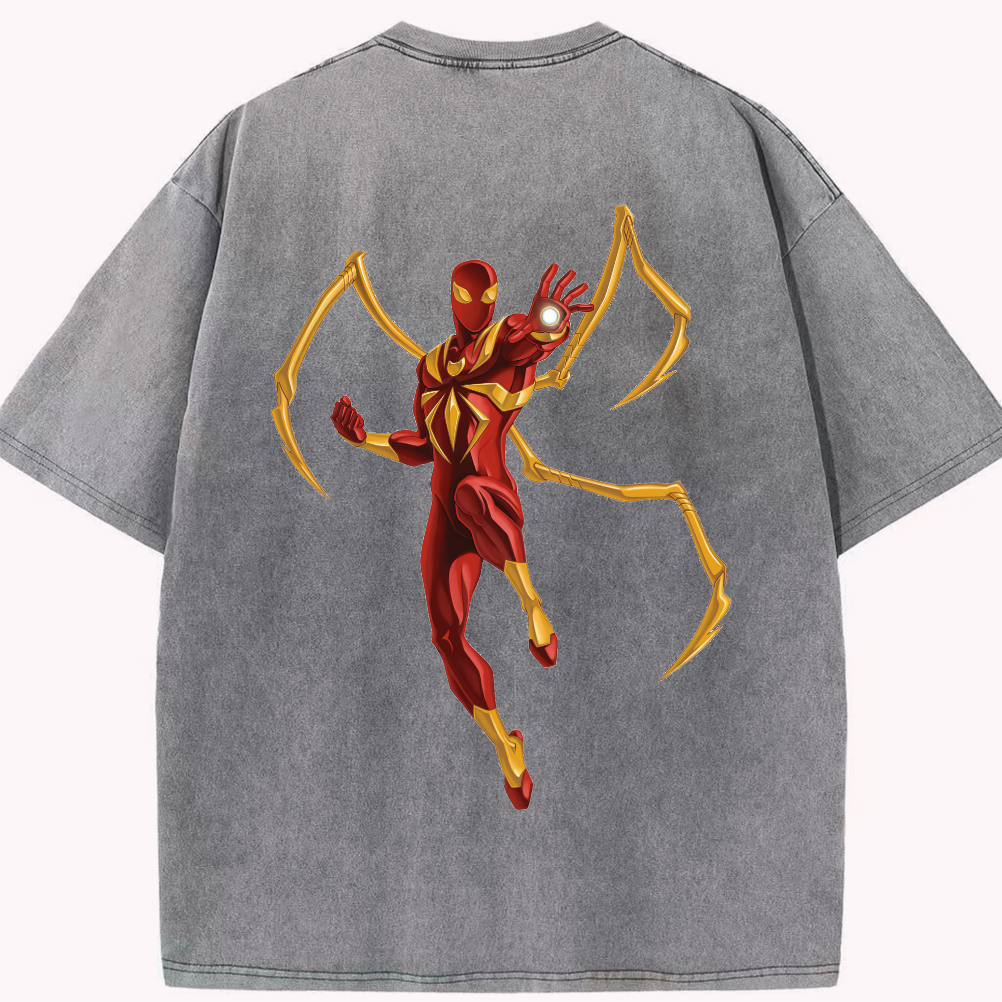 （画像用） Spider Man スパイダーマン 綿100% ヴィンテージ風 半袖Tシャツ（背面プリント）