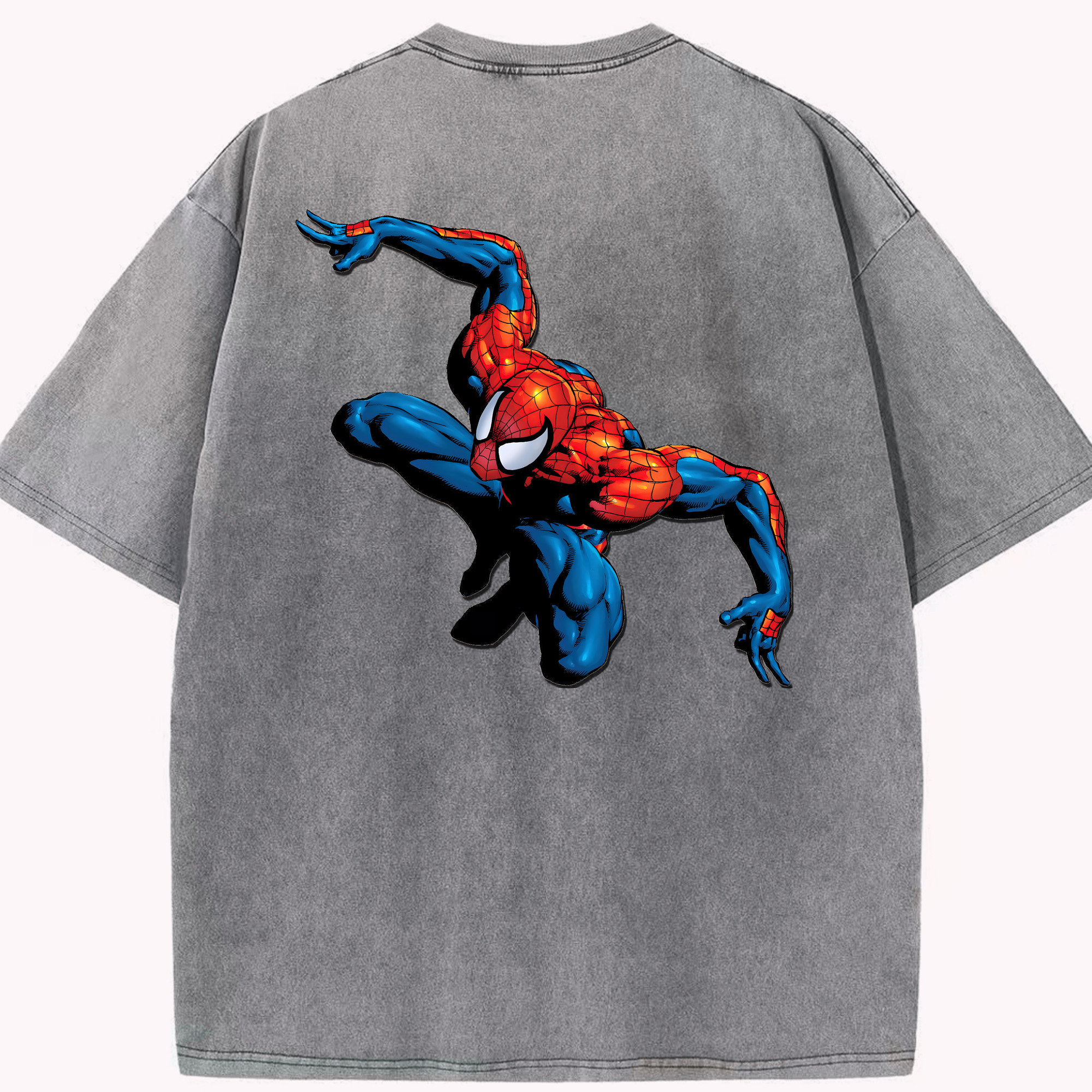 （画像用） Spider Man スパイダーマン 綿100% ヴィンテージ風 半袖Tシャツ（背面プリント）