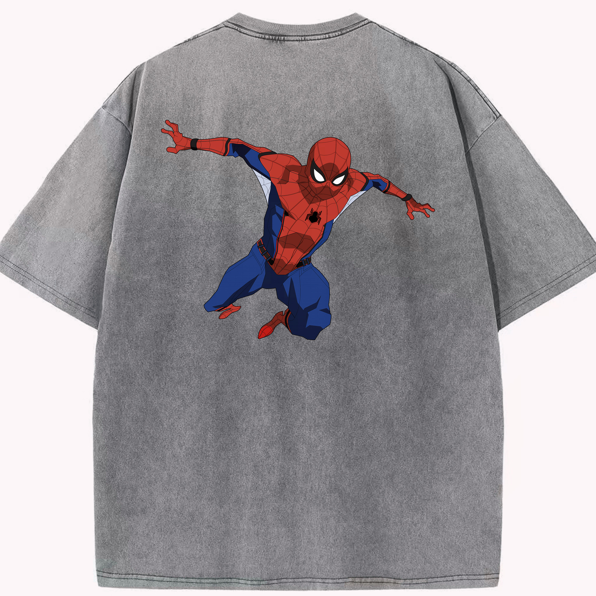 （画像用） Spider Man スパイダーマン 綿100% ヴィンテージ風 半袖Tシャツ（背面プリント）