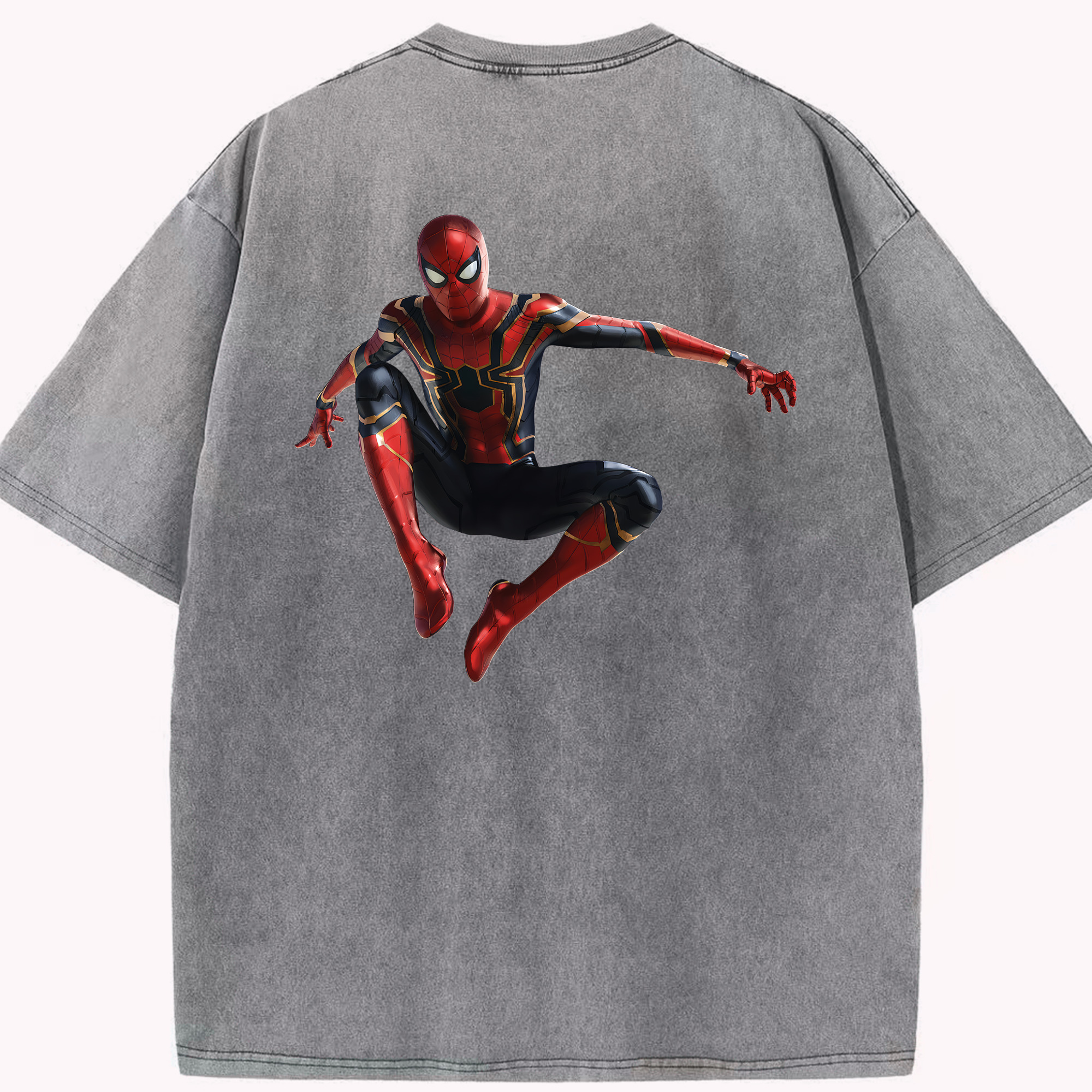 （画像用） Spider Man スパイダーマン 綿100% ヴィンテージ風 半袖Tシャツ（背面プリント）