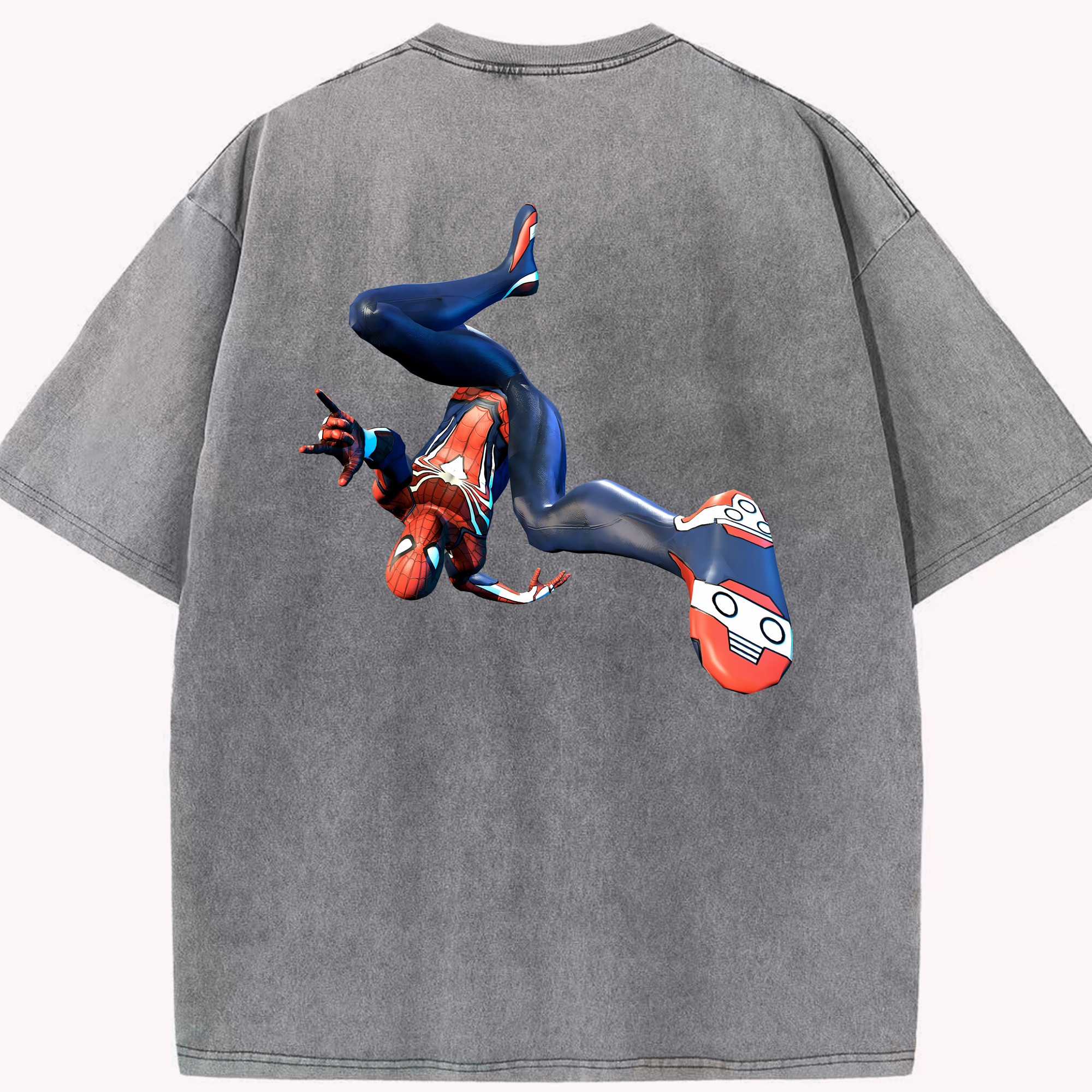 （画像用） Spider Man スパイダーマン 綿100% ヴィンテージ風 半袖Tシャツ（背面プリント）
