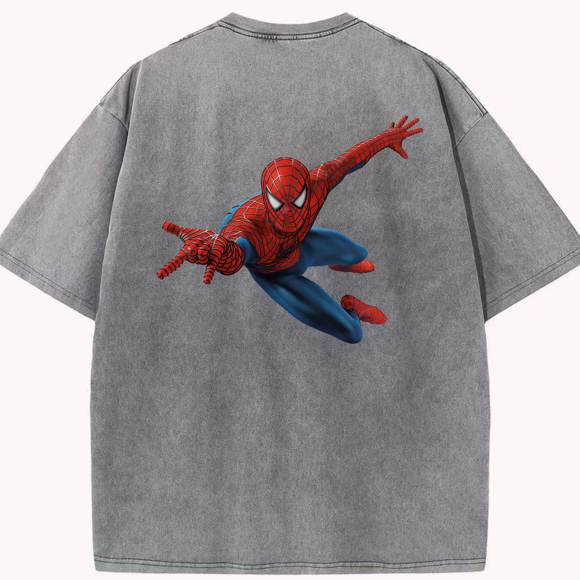 （画像用） Spider Man スパイダーマン 綿100% ヴィンテージ風 半袖Tシャツ（背面プリント）