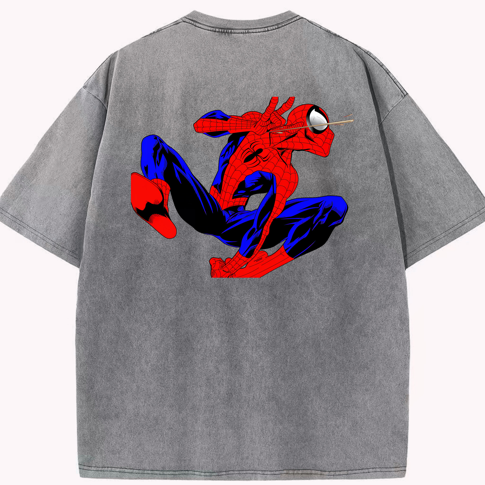 （画像用） Spider Man スパイダーマン 綿100% ヴィンテージ風 半袖Tシャツ（背面プリント）