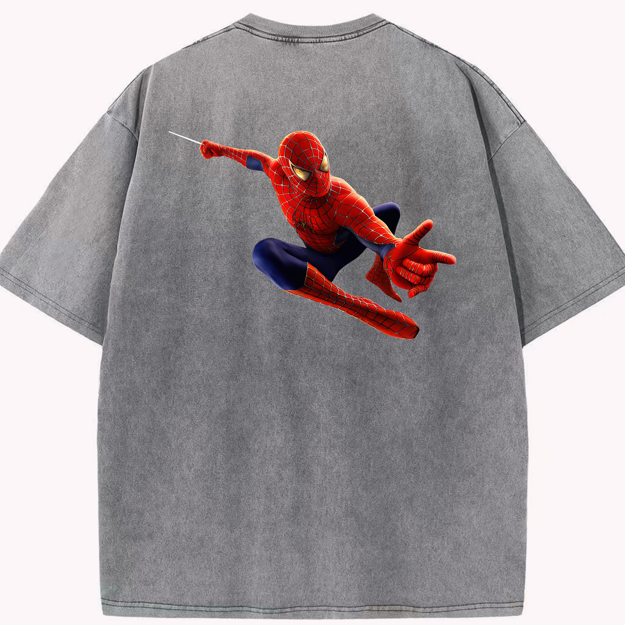 （画像用） Spider Man スパイダーマン 綿100% ヴィンテージ風 半袖Tシャツ（背面プリント）