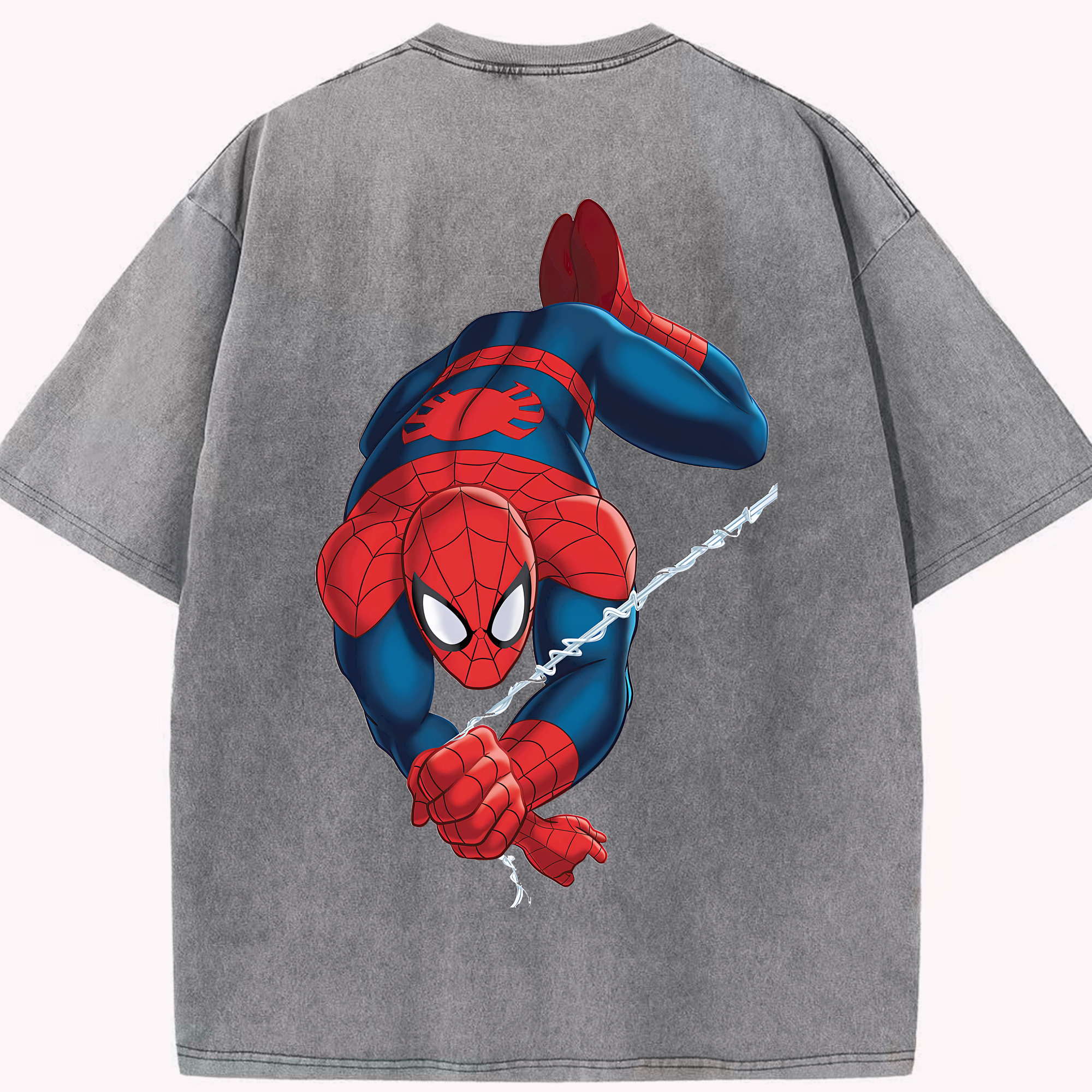 （画像用） Spider Man スパイダーマン 綿100% ヴィンテージ風 半袖Tシャツ（背面プリント）