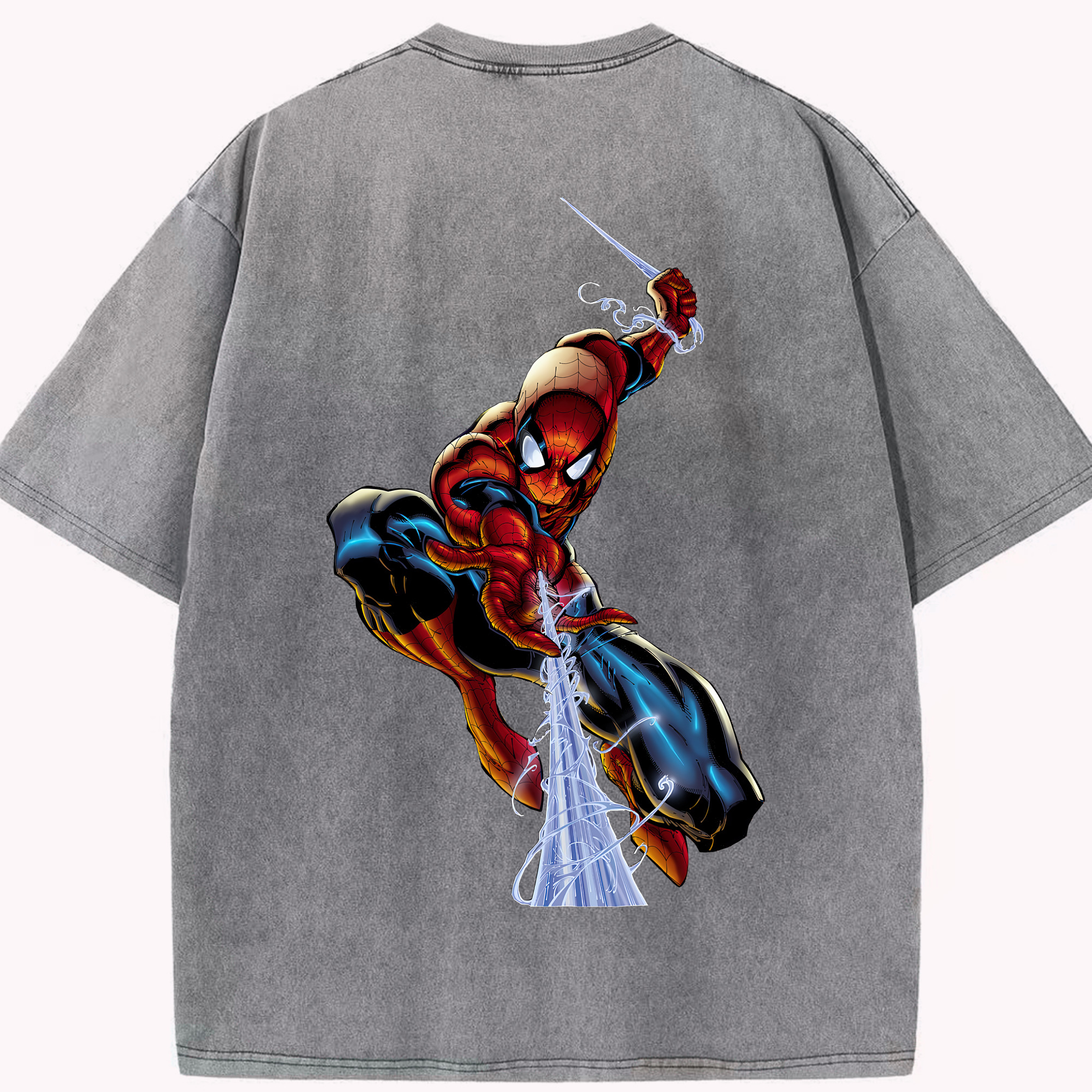 （画像用） Spider Man スパイダーマン 綿100% ヴィンテージ風 半袖Tシャツ（背面プリント）
