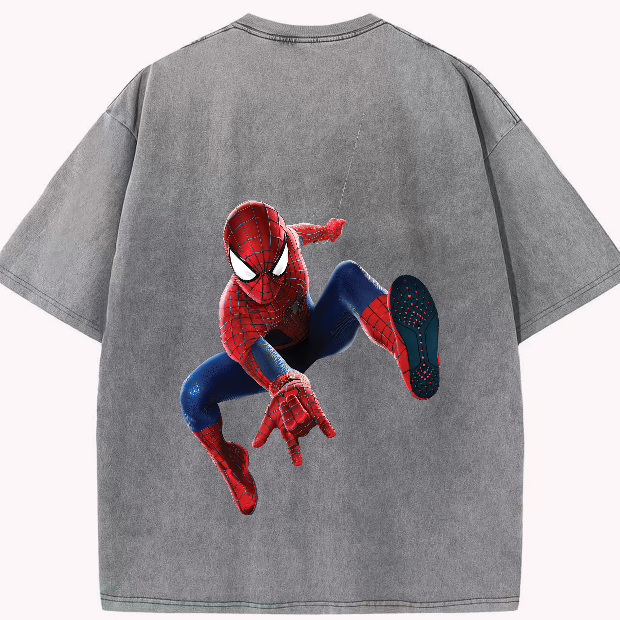 （画像用） Spider Man スパイダーマン 綿100% ヴィンテージ風 半袖Tシャツ（背面プリント）
