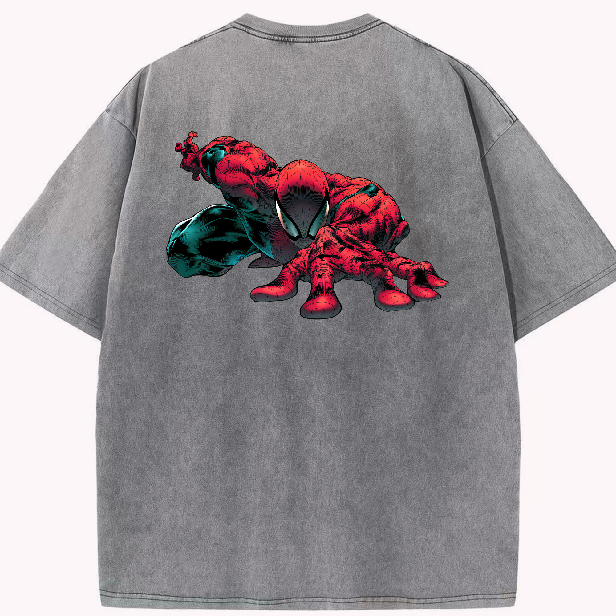 （画像用） Spider Man スパイダーマン 綿100% ヴィンテージ風 半袖Tシャツ（背面プリント）