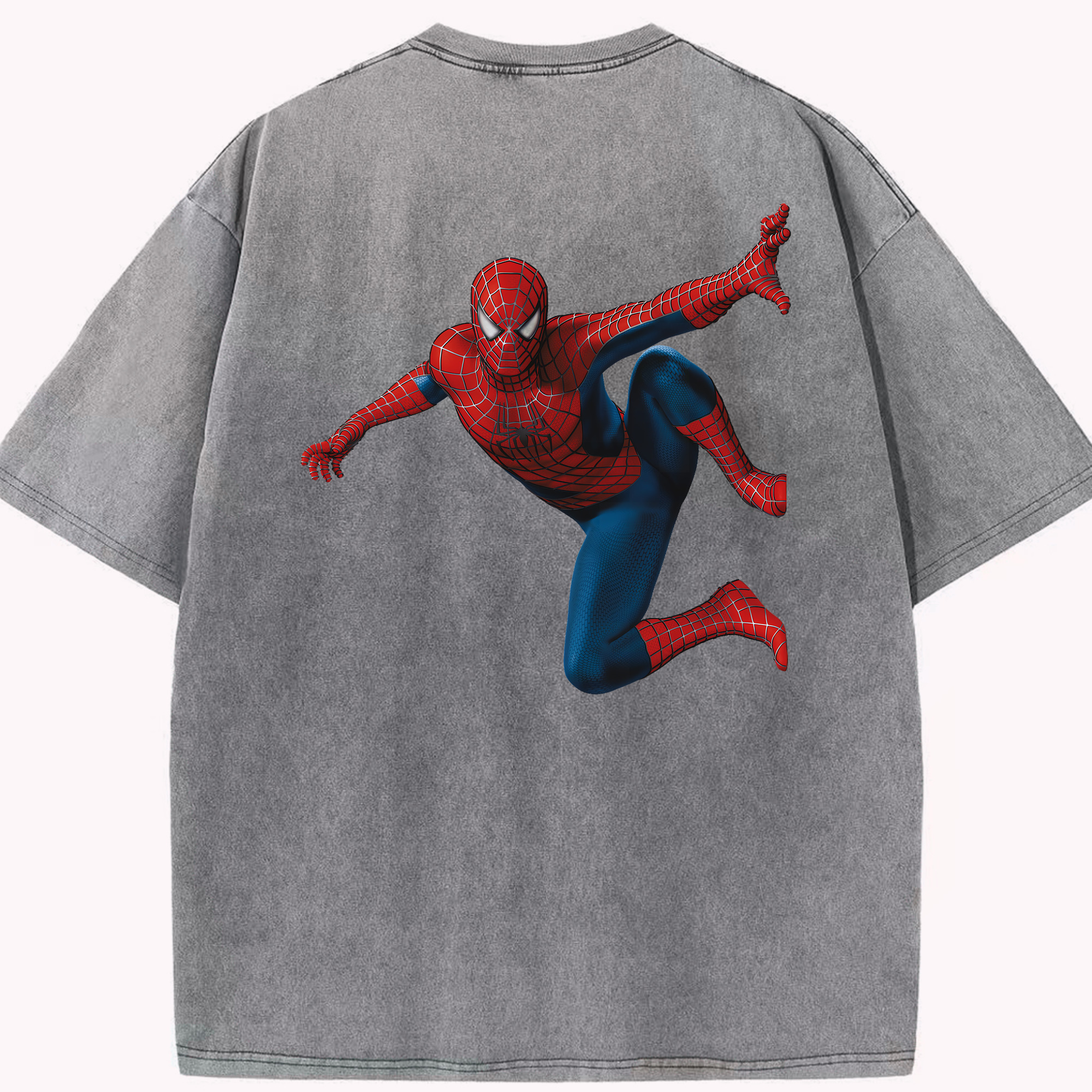 （画像用） Spider Man スパイダーマン 綿100% ヴィンテージ風 半袖Tシャツ（背面プリント）