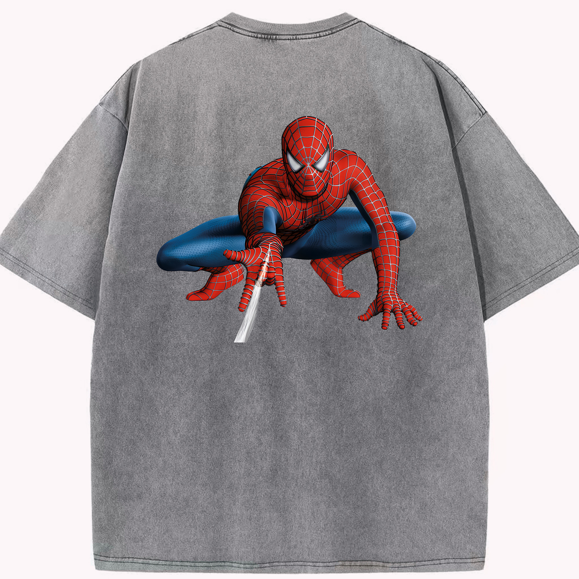 （画像用） Spider Man スパイダーマン 綿100% ヴィンテージ風 半袖Tシャツ（背面プリント）